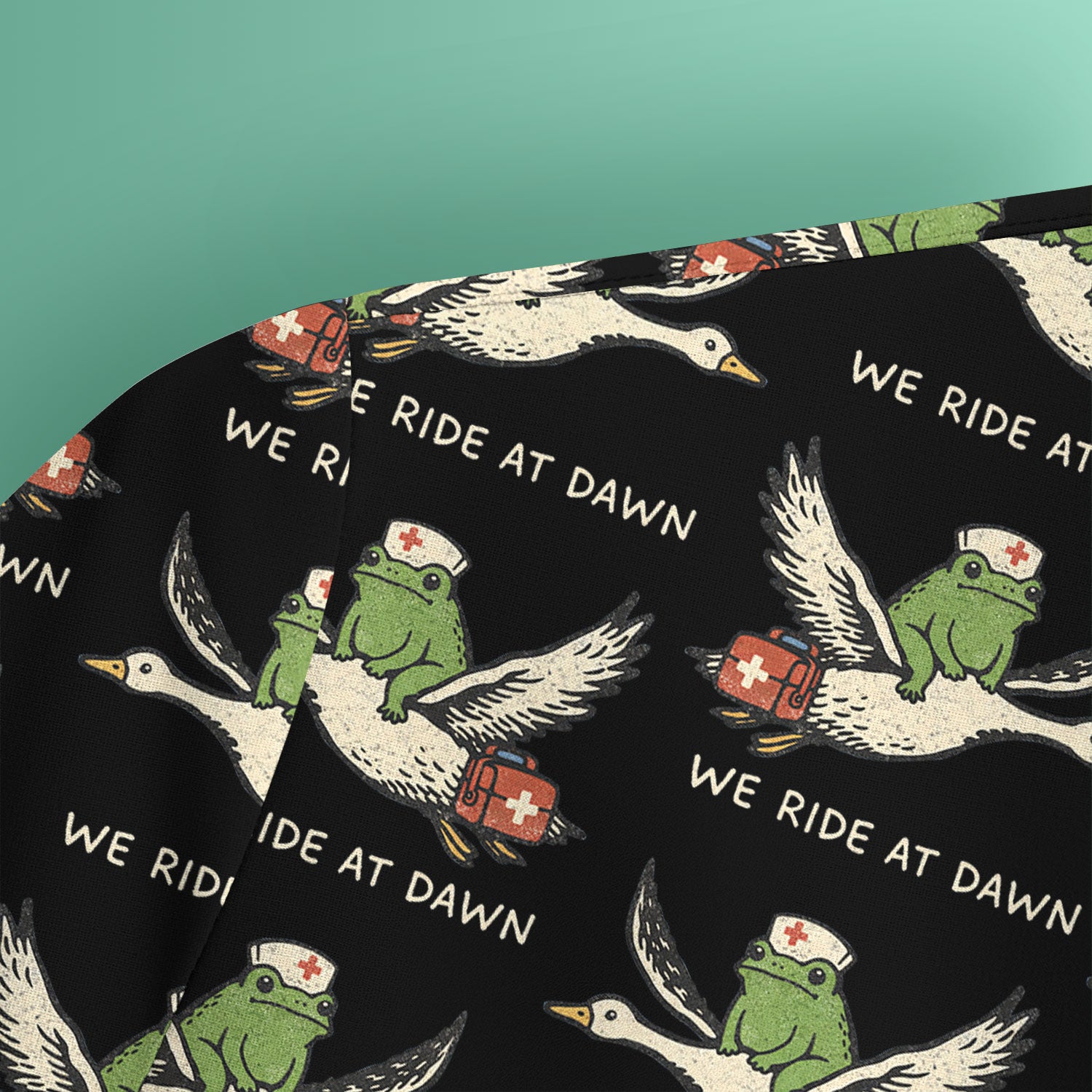 Funny Frog Riding Goose Nurse Pattern Scrub Top, Comfortable Scrubs for Nurses