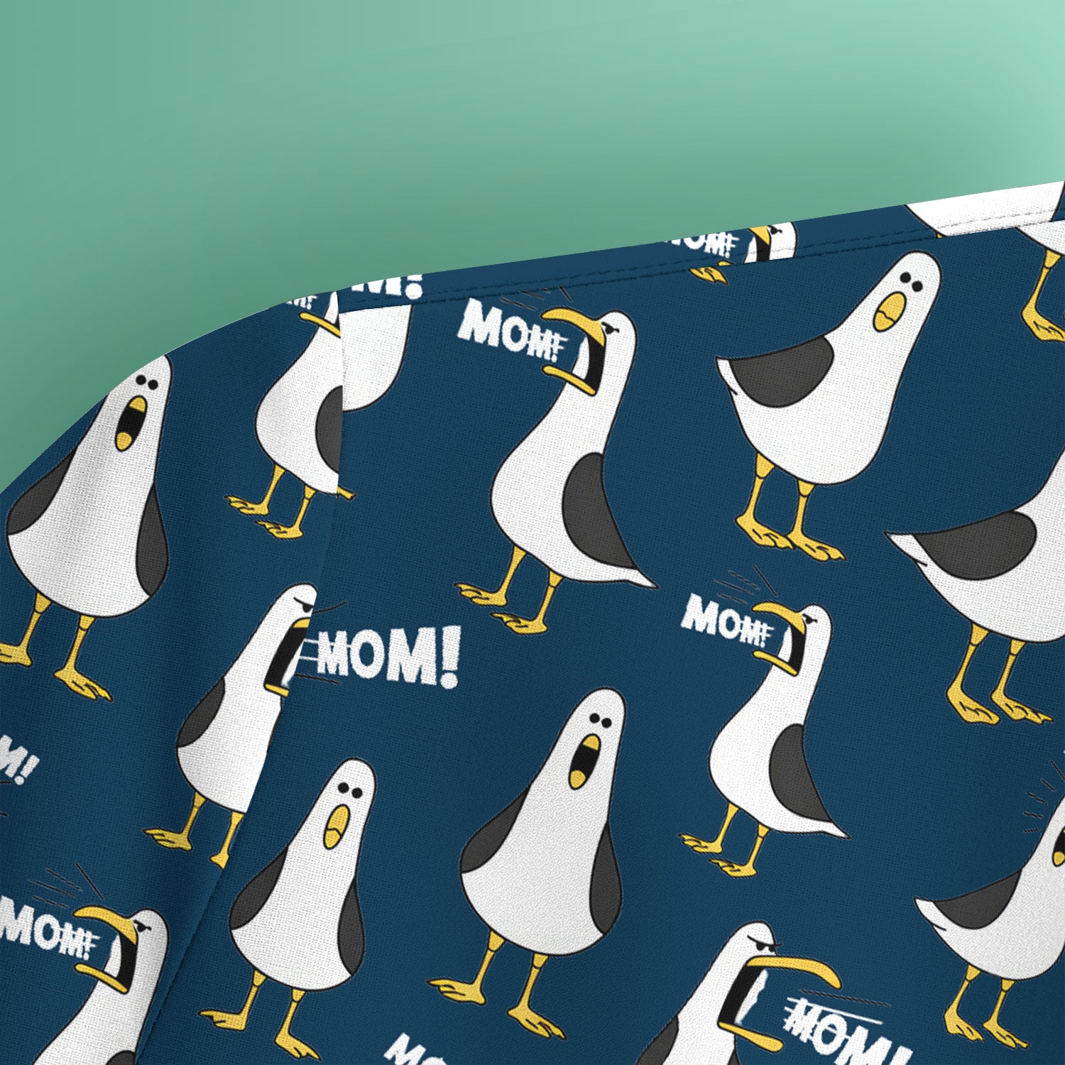 Funny Seagull Mom Seamless Pattern Scrub Top, Comfortable Scrubs for Nurses