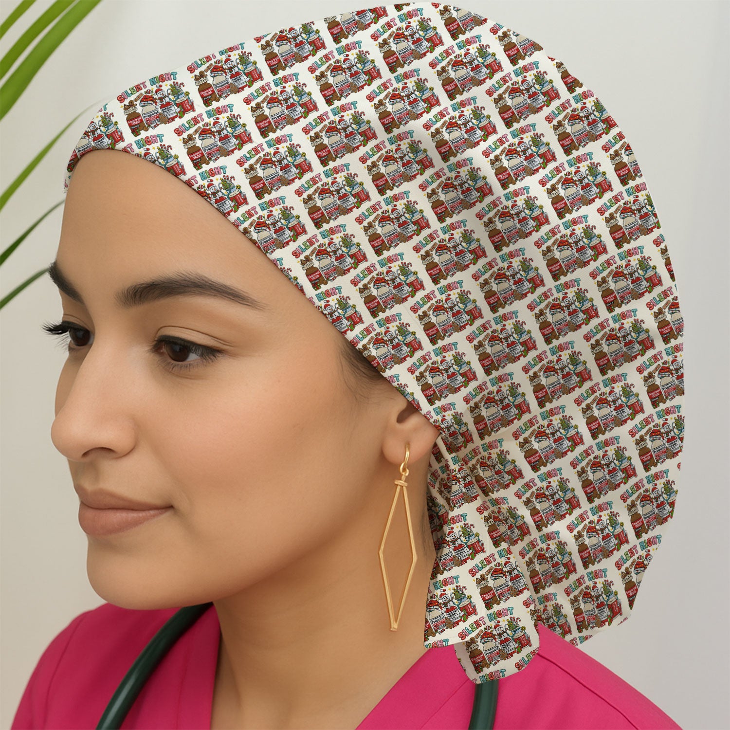 Silent Night Nurse Scrub Cap, Funny Christmas Medical Scrub Hat, Holiday Nursing Uniform