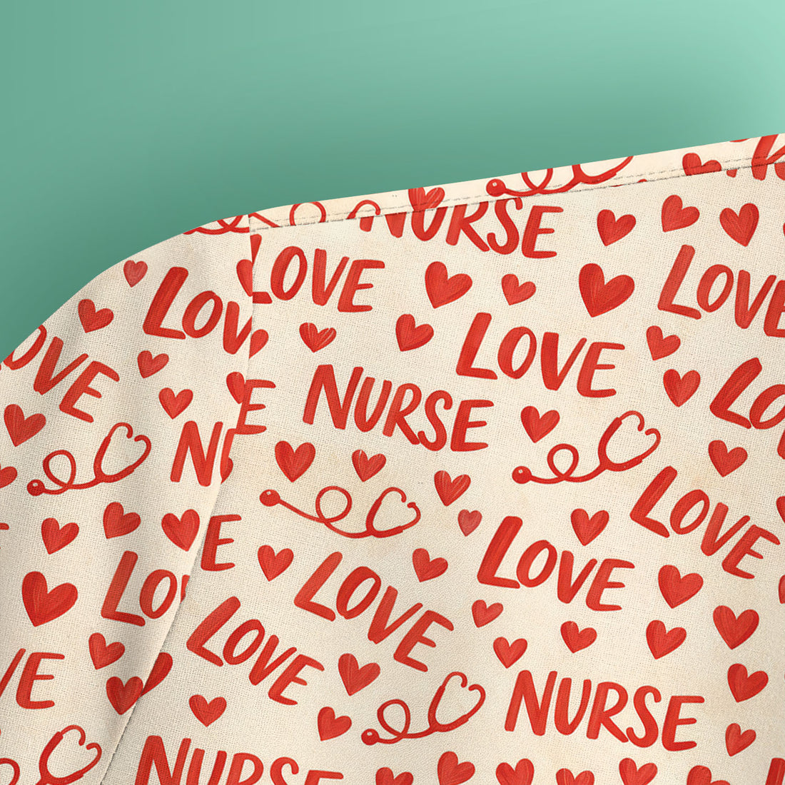 Valentine Pattern Scrub Top, Love Heart Medical Nurse Scrub Shirt, Breathable Fabrics Nursing Uniform