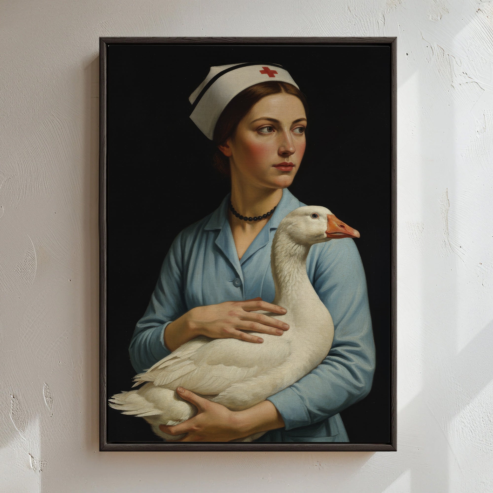 Funny Vintage Nurse and Goose Canvas,  Medical Humor Wall Art, RN LPN CNA Healthcare Workers Gift
