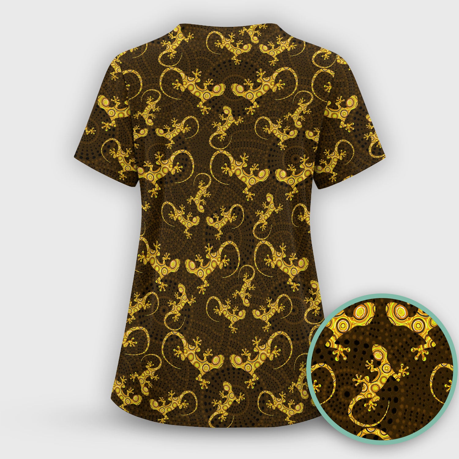 Australian Gecko Dot Art Inspired Medical Scrub Top - Women Uniform