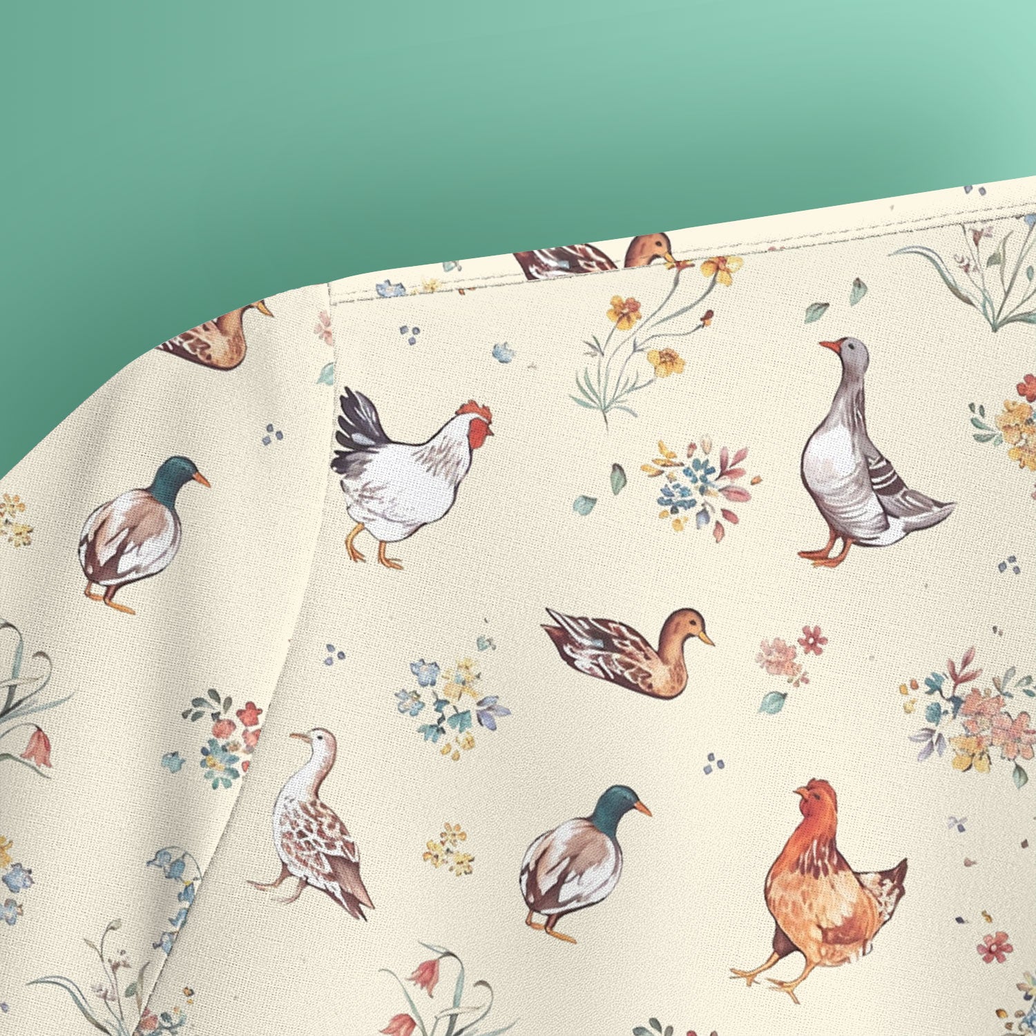 Farm Chicken Duck Floral Pattern Scrubs Top, Comfortable Scrubs for Nurses