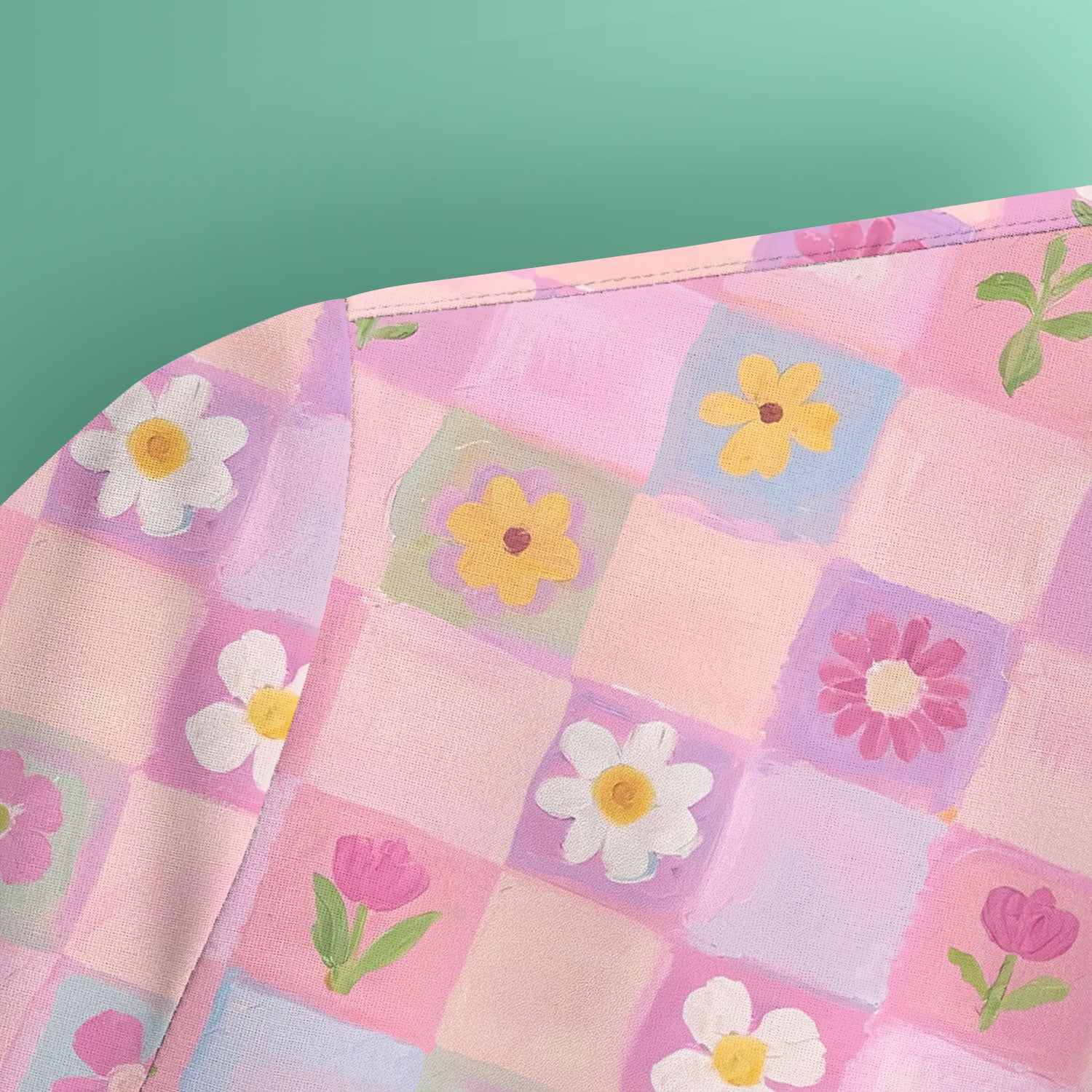 Lovely Pastel Floral Patchwork Pattern Scrub Top, Comfortable Scrubs For Nurses