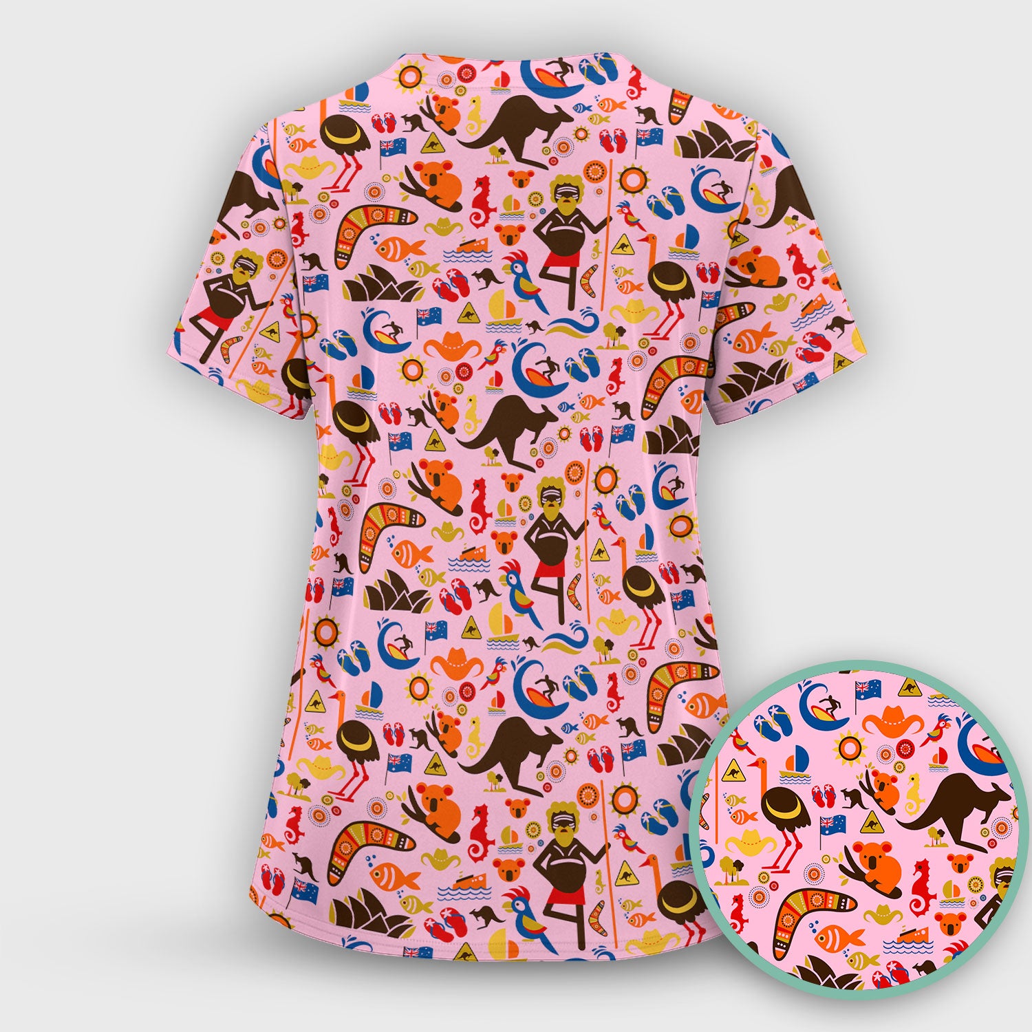 Indigenous Inspired Icon Scrub Set, Australia Culture Pattern Nurse Shirt, Comfortable Scrubs For Nursing