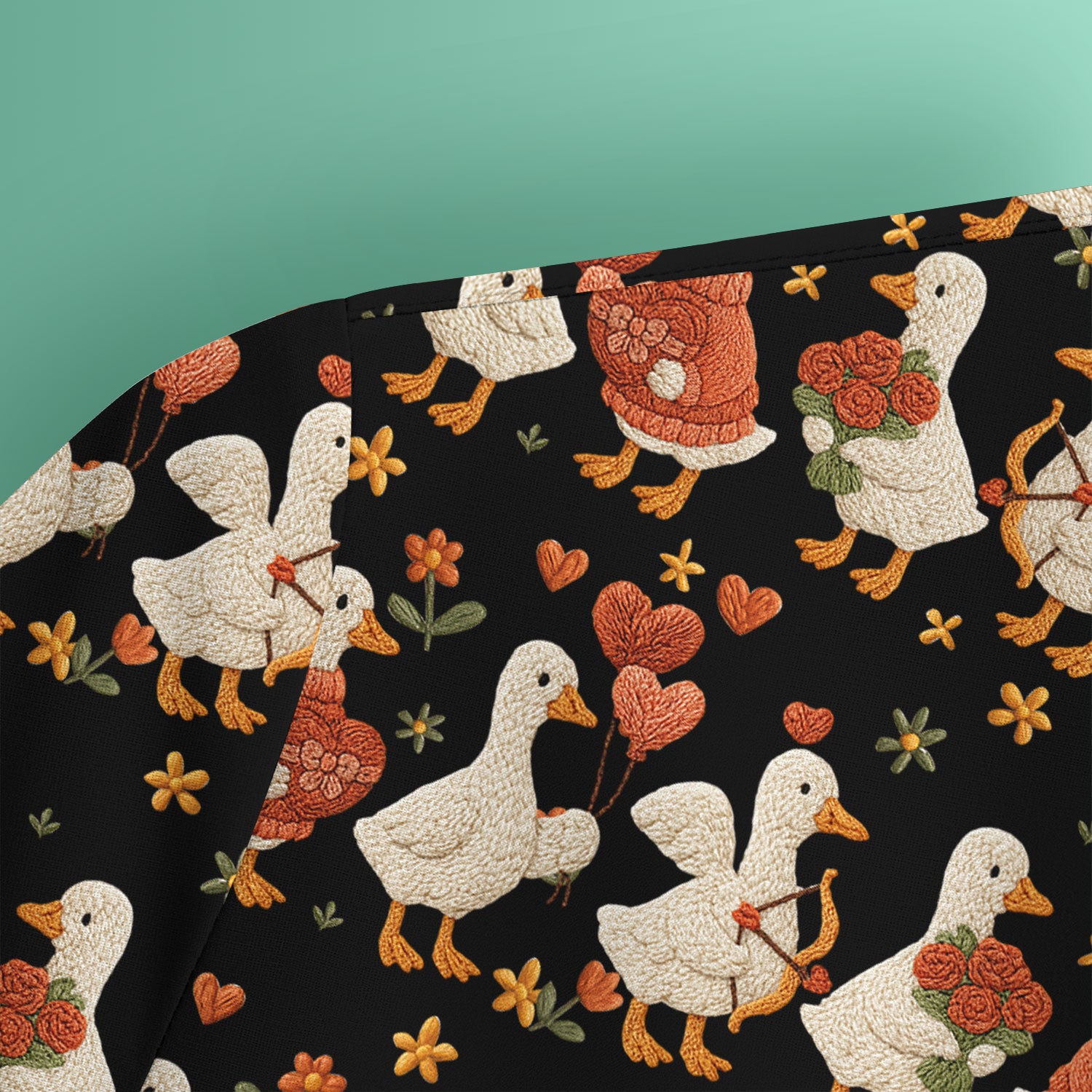 Cute Goose Nurse Scrub Top, Valentine Farm Medical Pattern Shirt, Breathable Fabrics Nursing Uniform