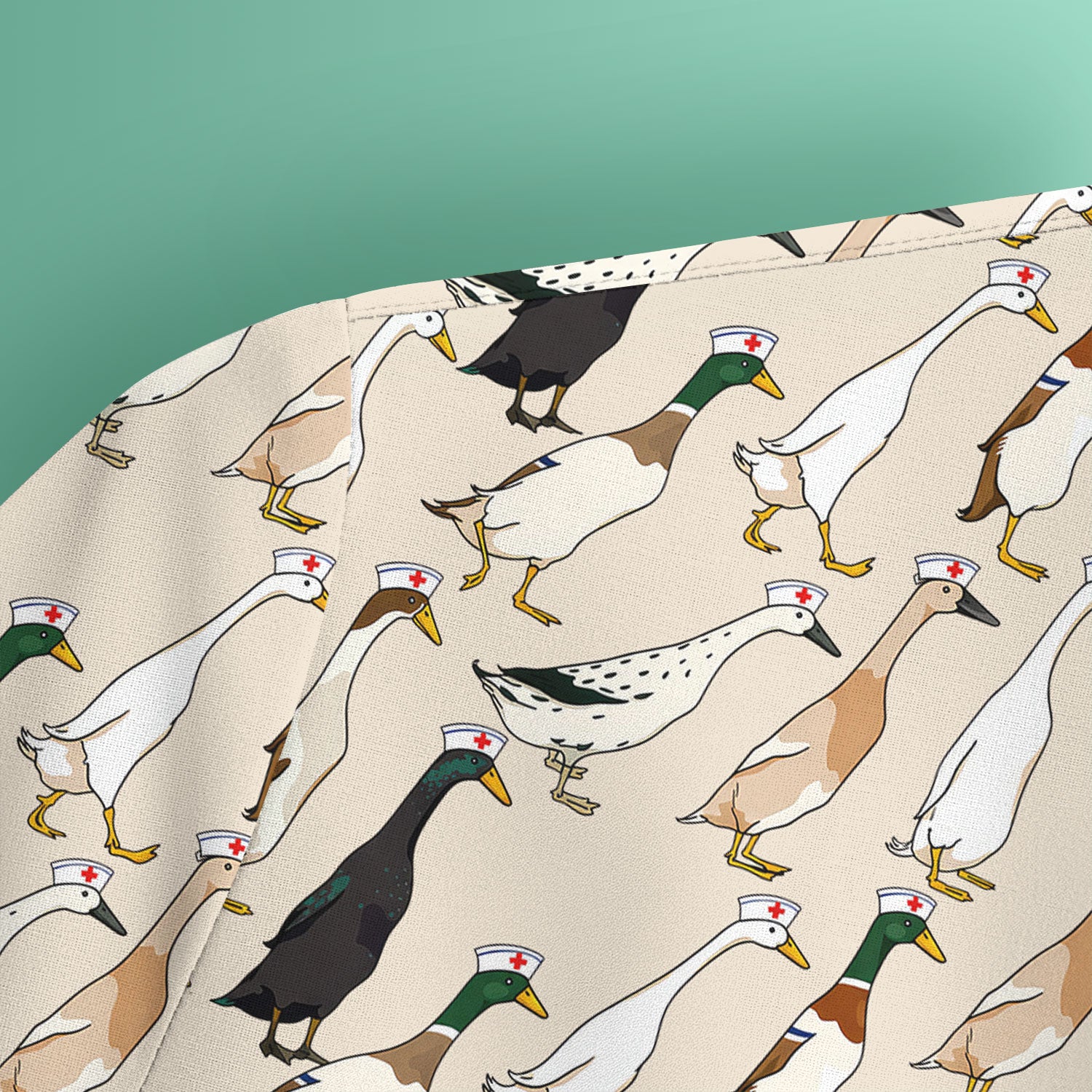 Funny Nurse Duck Pattern Scrub Top, Comfortable Scrubs for Nurses