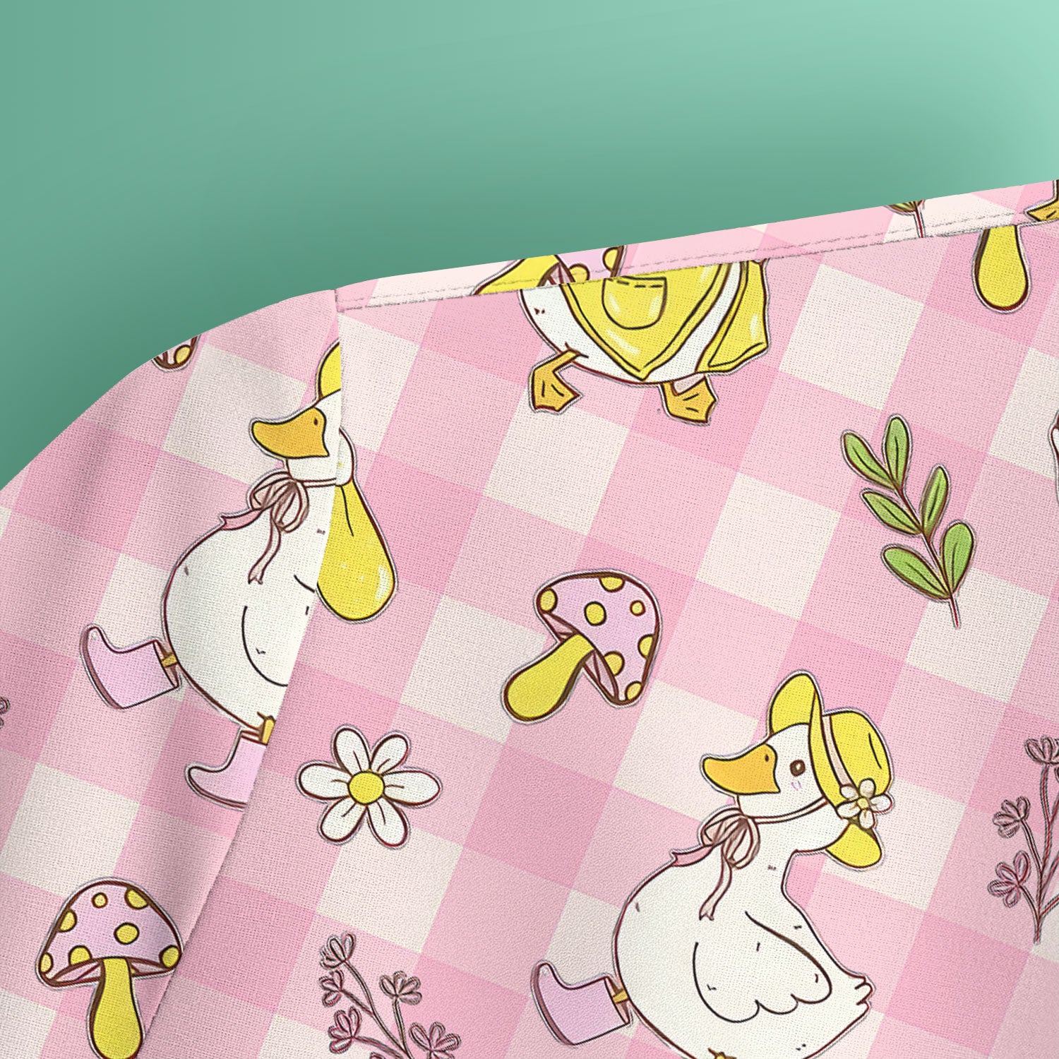 Cute Duck Outfit Gingham Pattern Scrub Top, Comfortable Scrubs for Nurses