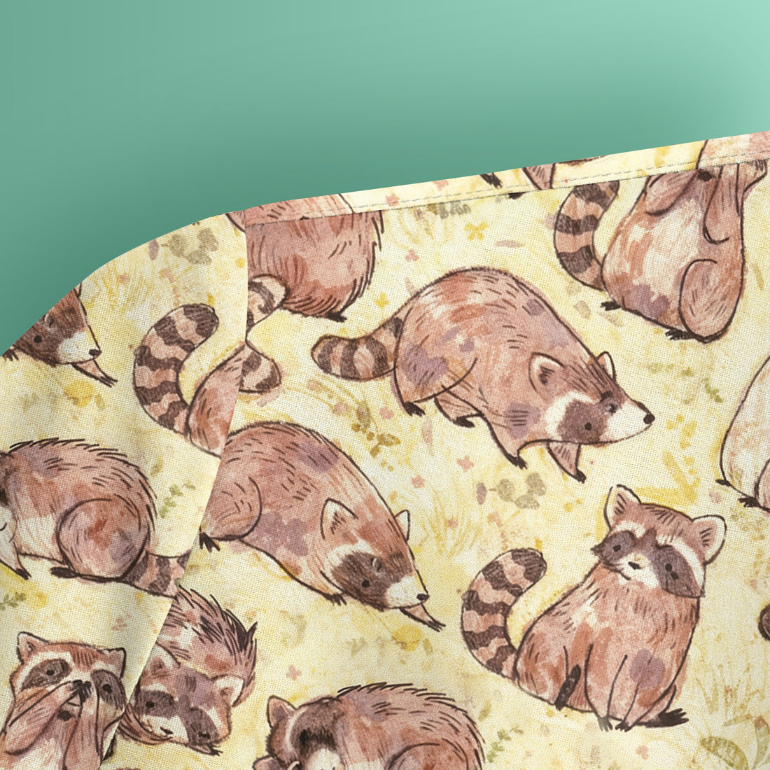 Cute Raccoon Woodland Pattern Scrub Top, Breathable Fabrics Nursing Uniform
