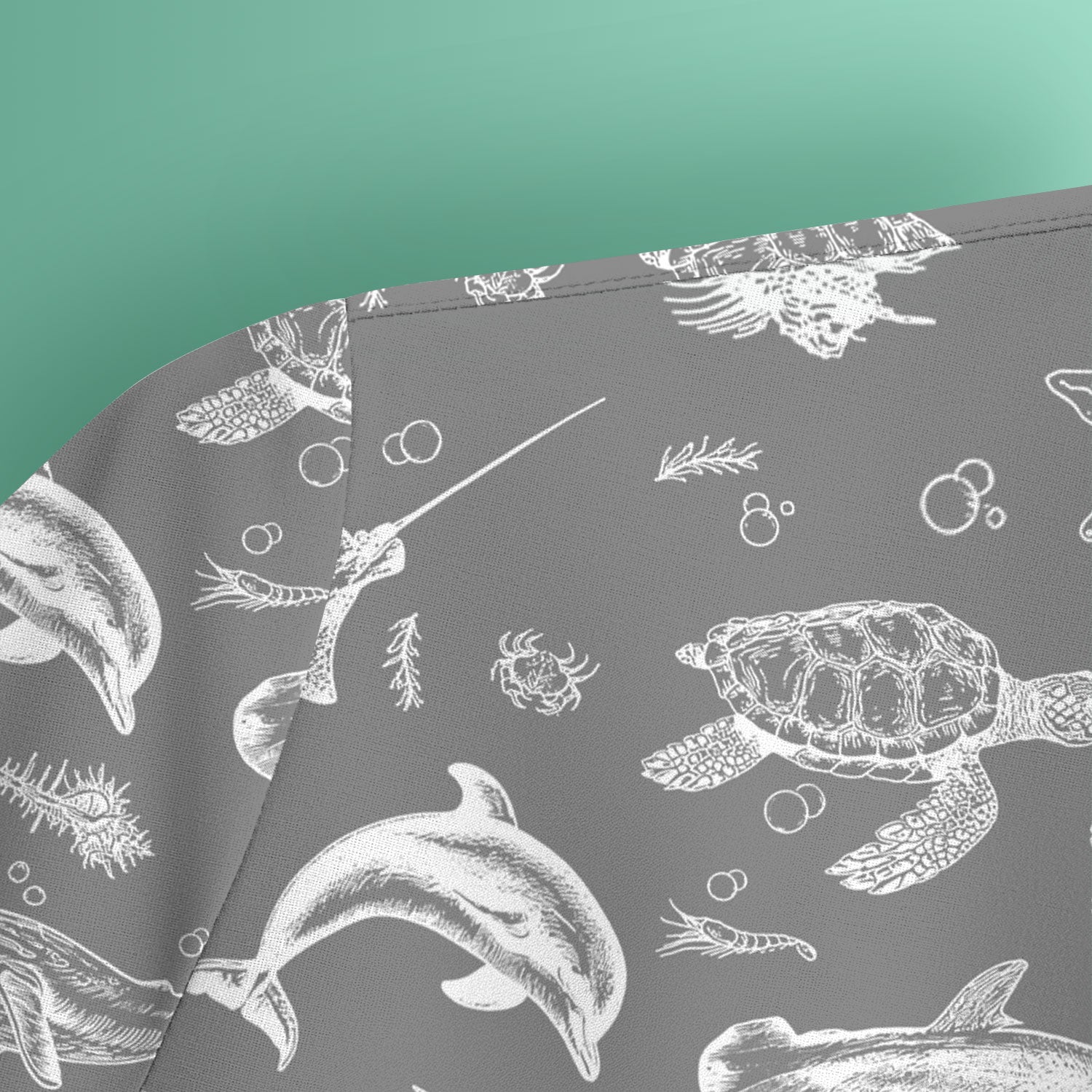 Marine Sea Life Pattern Scrub Top, Breathable Fabrics Nursing Uniform