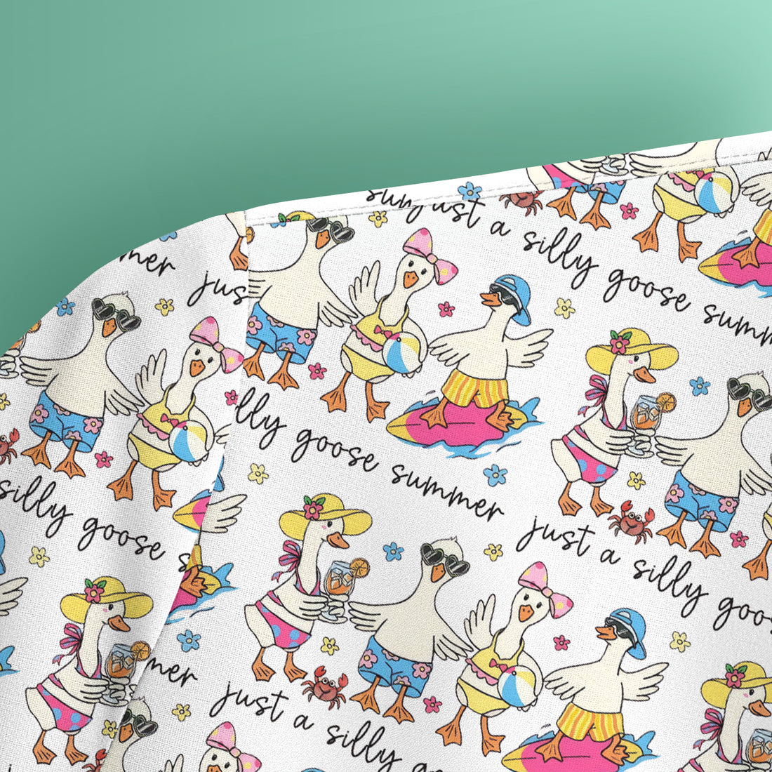 Funny Goose Summer Beach Pattern Scrub Top, Comfortable Scrubs for Nurses