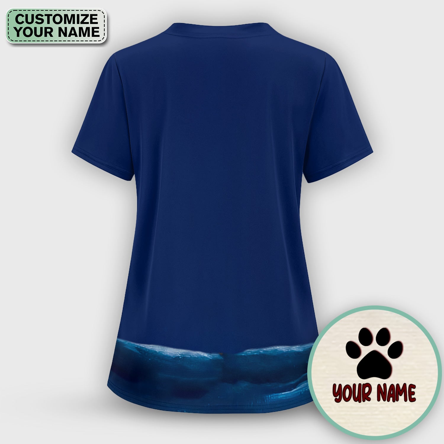 Personalized Funny Cat Holding Wine Glass Knife Pose Pattern Scrub Top, Comfortable Scrubs for Nurses