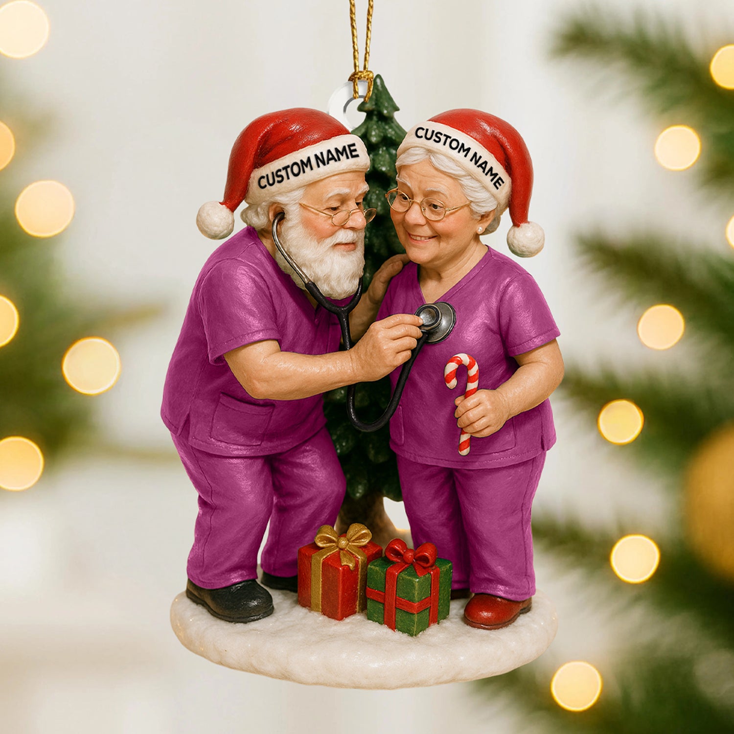 Personalized Nurse Couple Ornament, Custom Name Medical Staff Christmas Ornament, Doctor & Nurse Holiday Keepsake, Healthcare Worker Xmas Gift