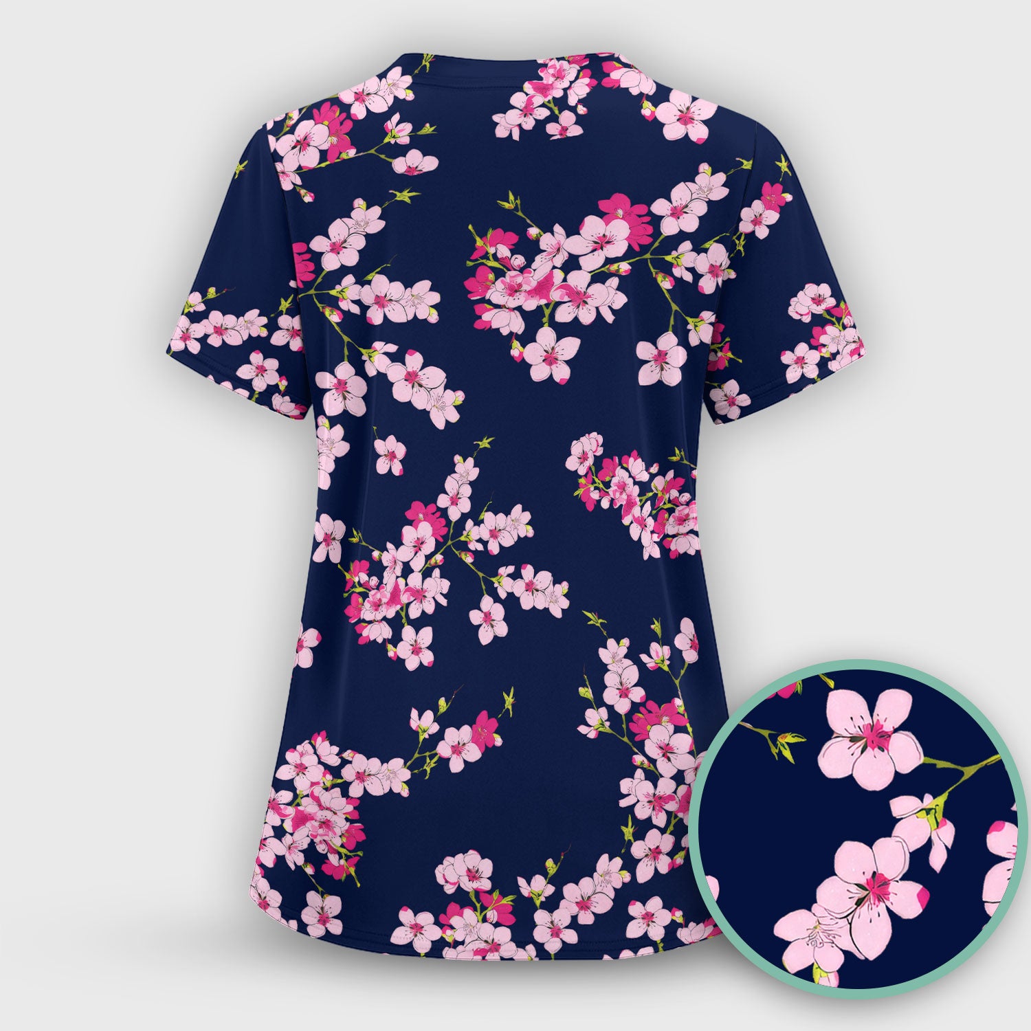 Elegant Cherry Blossom Floral Pattern Srubs, Comfortable Scrubs for Nurses
