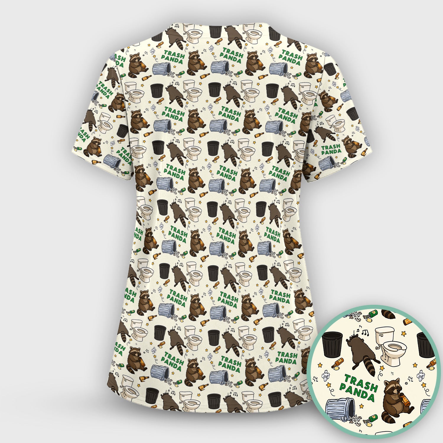 Funny Trash Panda Raccoon Scrub Top, Comfortable Scrubs for Nurses