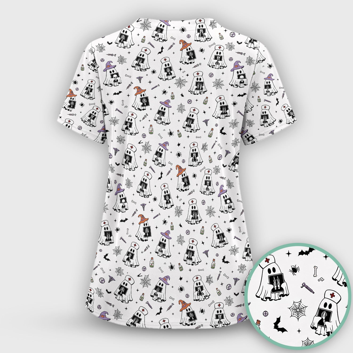Halloween Ghost Nurses With X-Rays Scrub Top, Comfortable Scrubs for Nurses