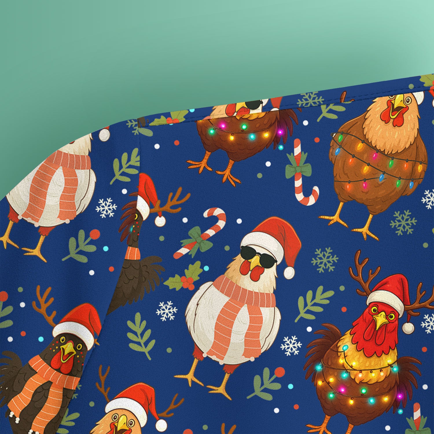 Chicken Scrubs Christmas Edition - Cute Funny Hen Pattern Medical Scrub Top for Women - Holiday Christmas Scrubs with Festive Print