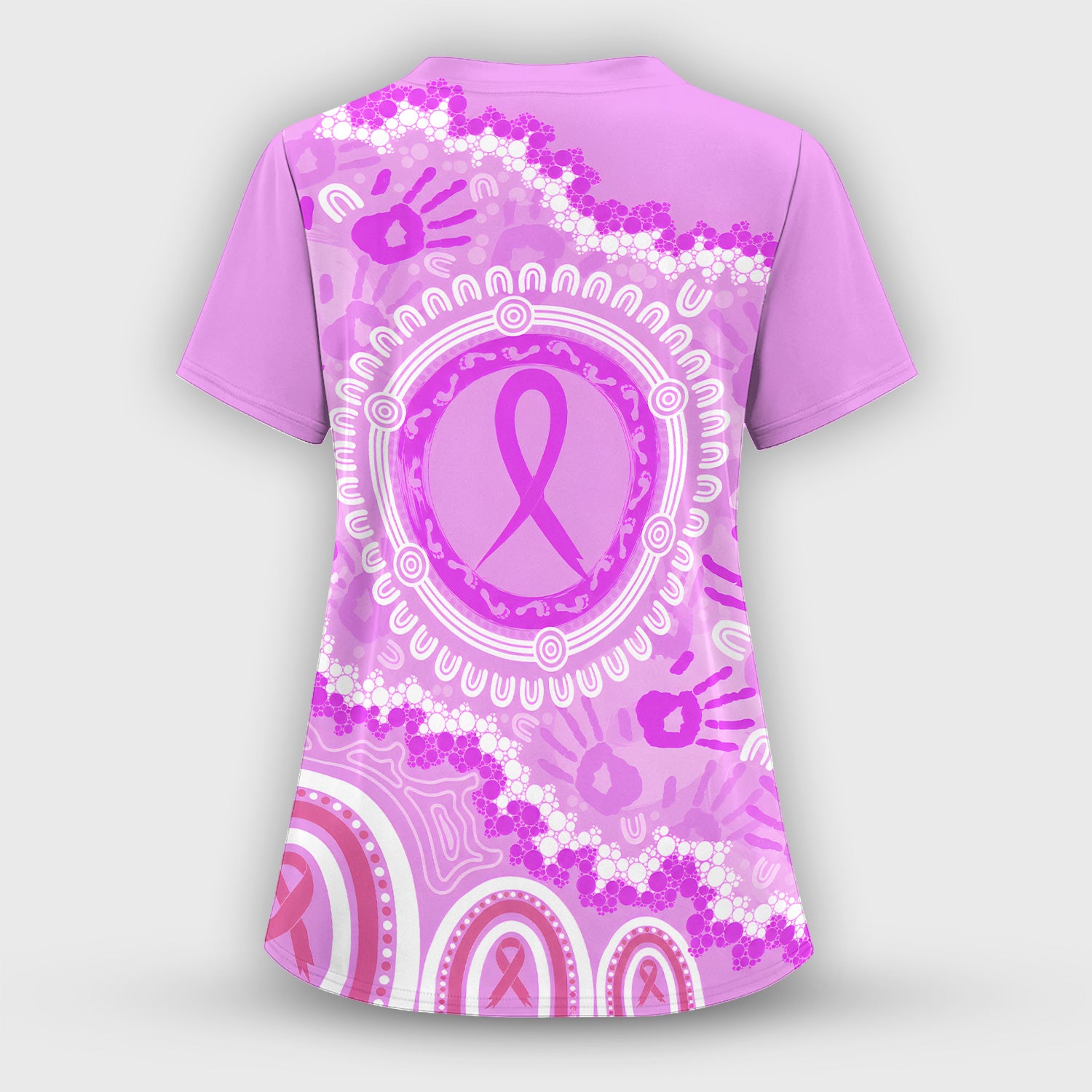 Meaningful Pink Ribbon Scrub Top, Comfortable Scrubs for Nurses