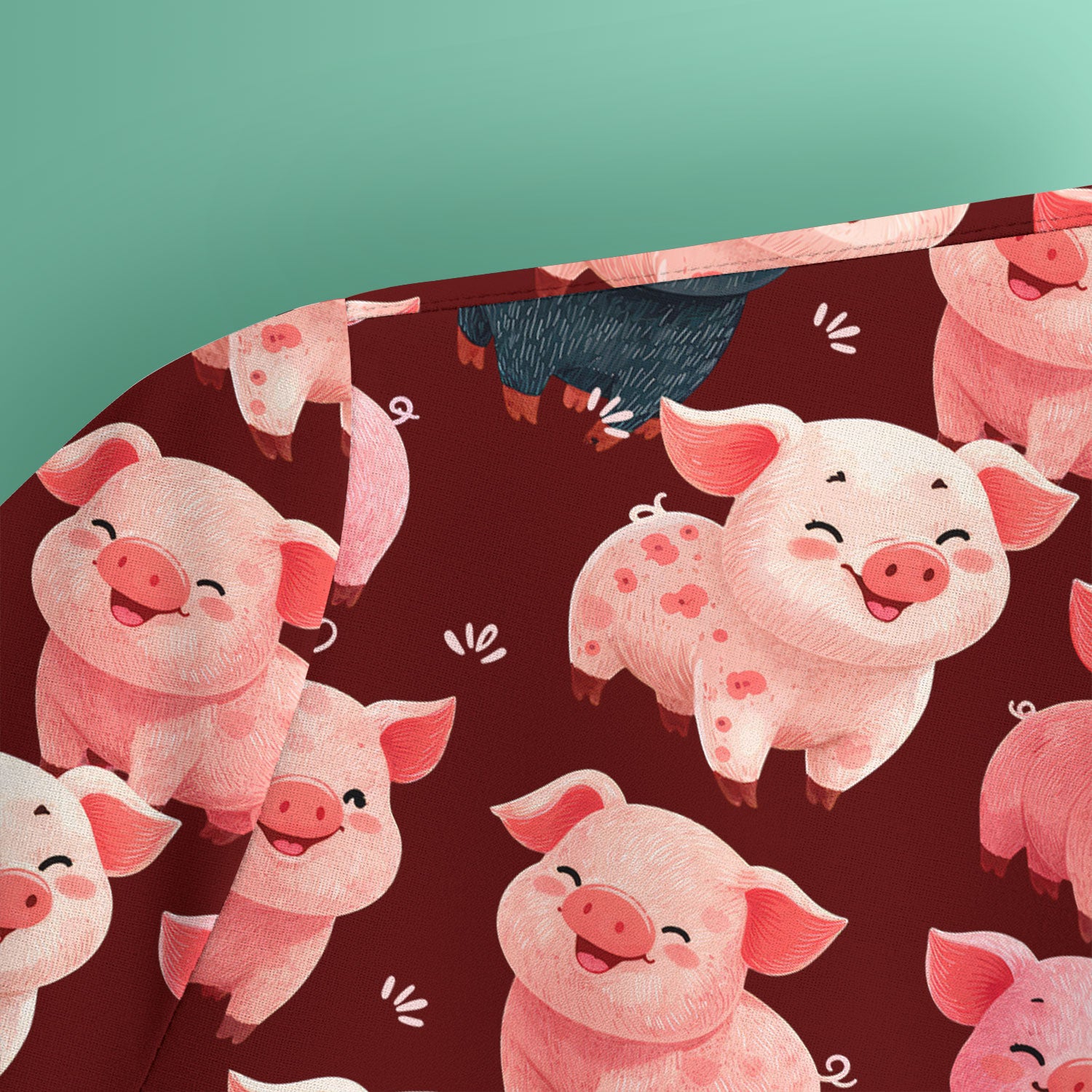 Funny Farm Pig Cartoon Pattern Scrub Top, Comfortable Scrubs for Nurses