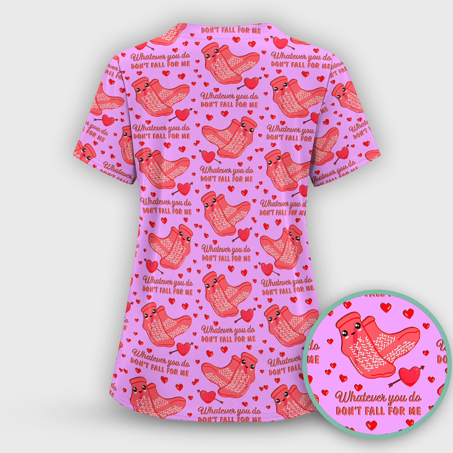 Valentine Funny Love Quote Scrub Set, Scrub Pants and V Neck Top