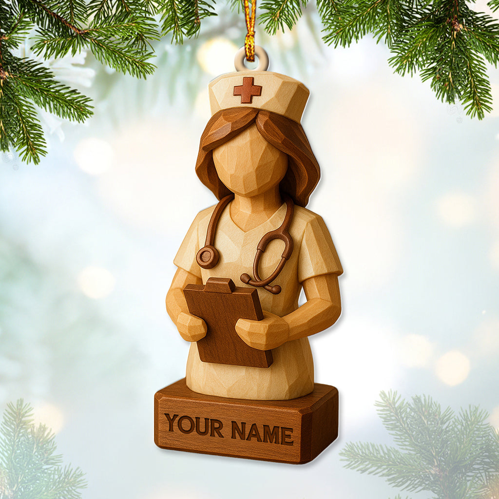 Custom Nurse Ornament, Personalized Nurse Figurine, Xmas Healthcare Gift for Nursing