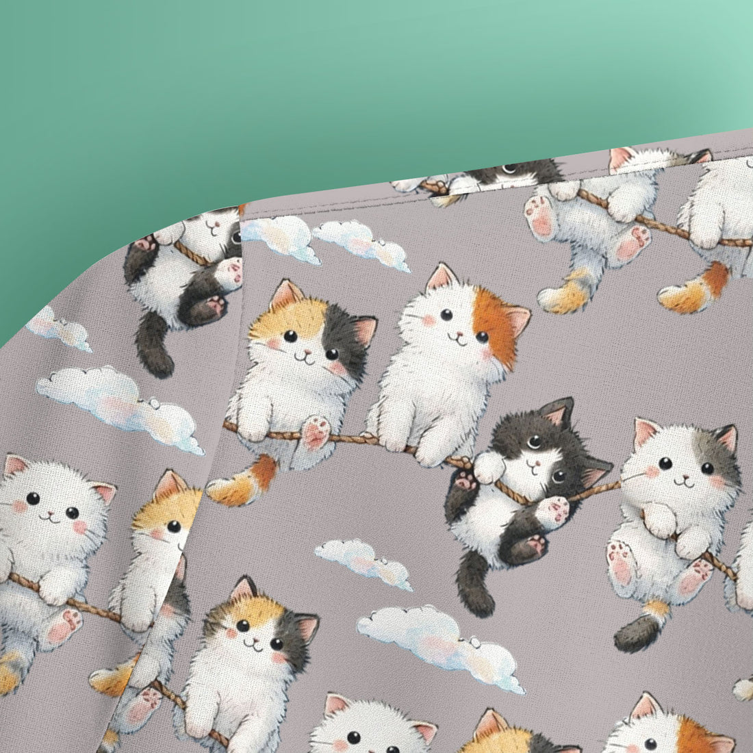 Cute Cats Sitting on Rope Pattern Scrubs Top, Comfortable Scrubs for Nurses