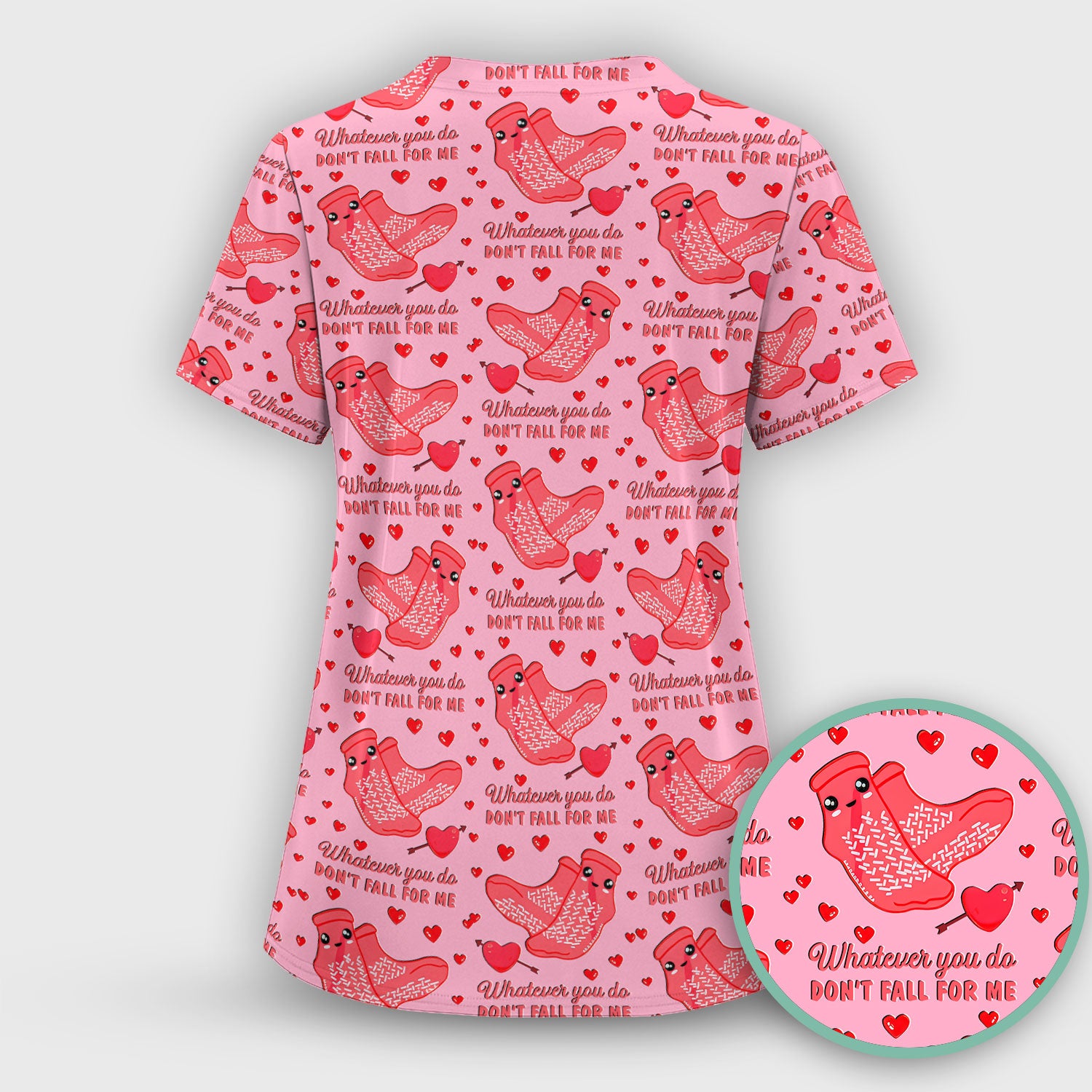 Valentine Funny Love Quote Scrub Set, Scrub Pants and V Neck Top