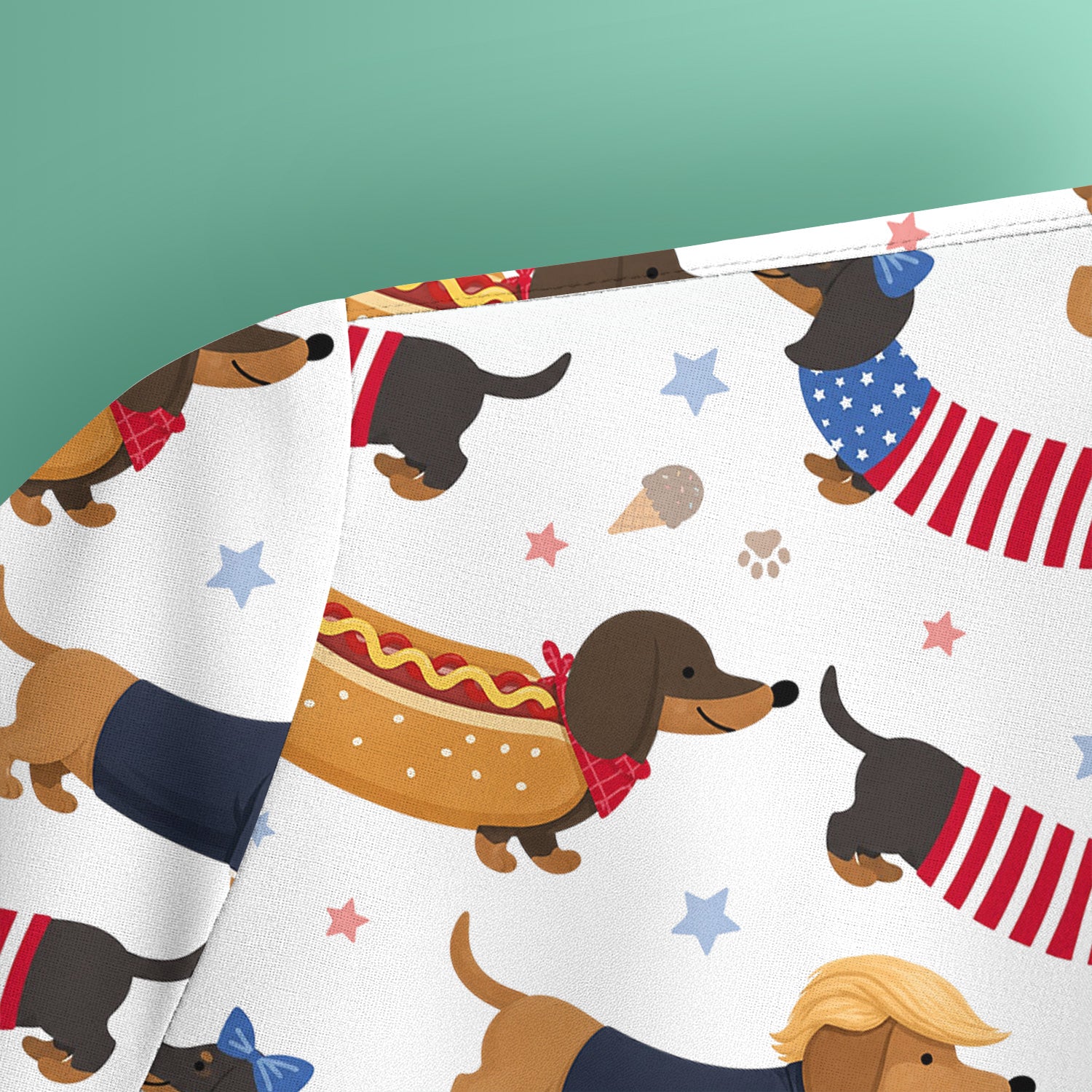 Funny Patriotic Dachshund Costume Dogs Pattern Scrub Top, Breathable Fabrics Nursing Uniform