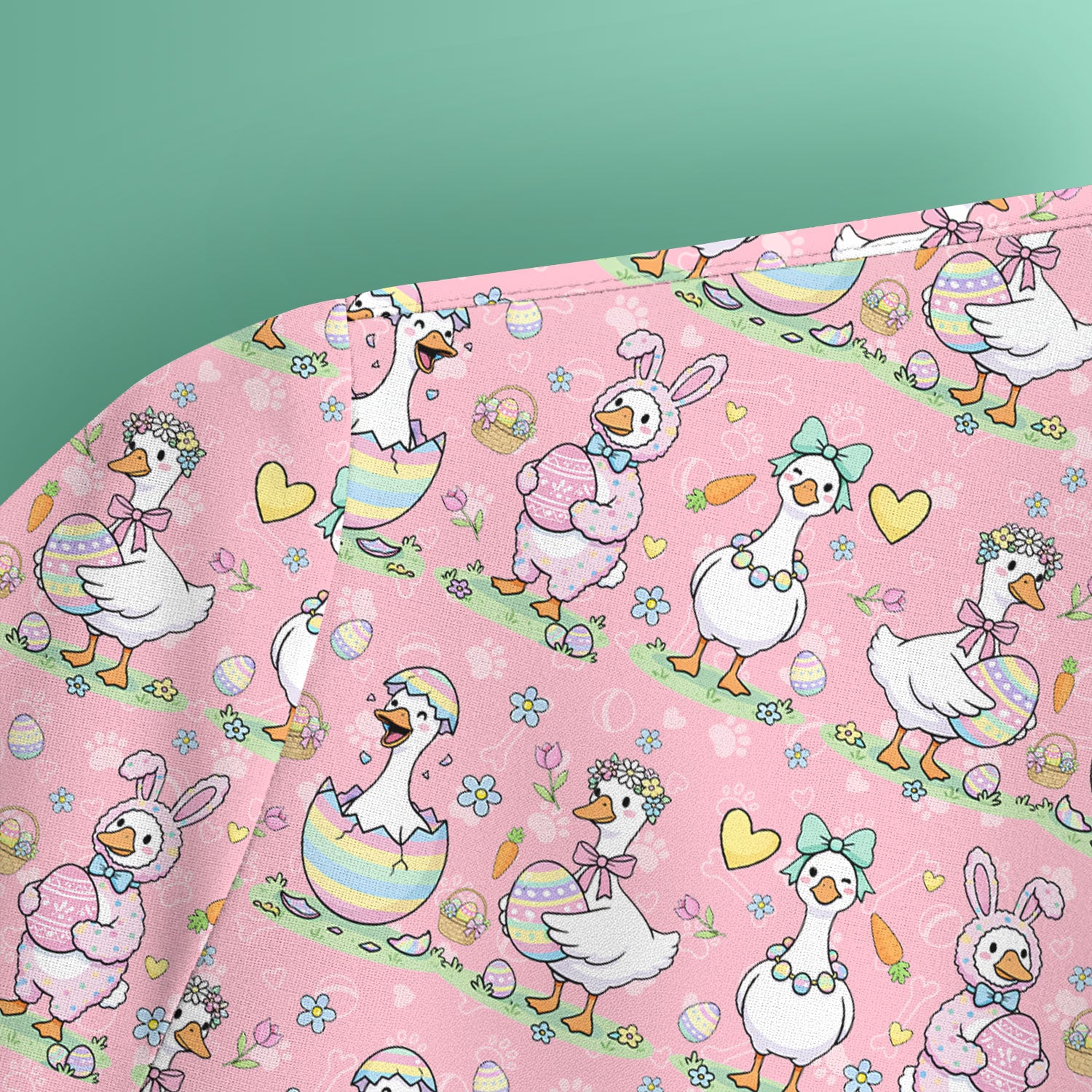 Pastel Easter Goose Bunny Egg Pattern Scrub Top, Comfortable Scrubs for Nurses