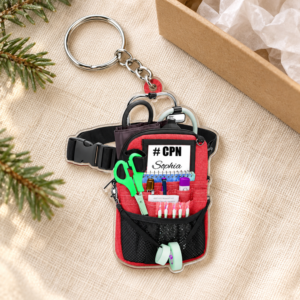 Personalisierter Acryl-Weihnachtsanhänger für Krankenschwestern, individueller Namensanhänger mit Krankenschwester-Motiv, Krankenhaus-Weihnachtsdekoration