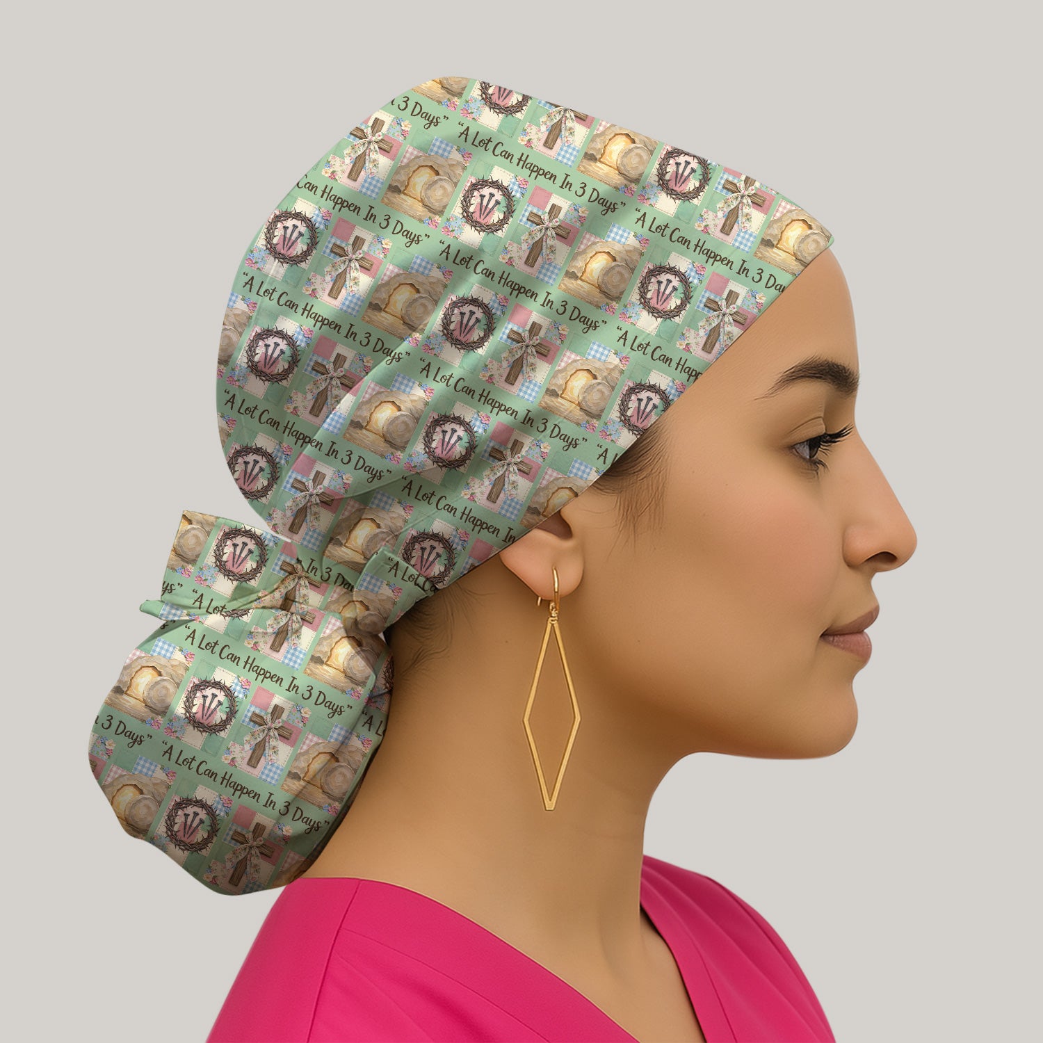 Christian Easter Cross Print Cap, Breathable Fabrics Caps Uniform