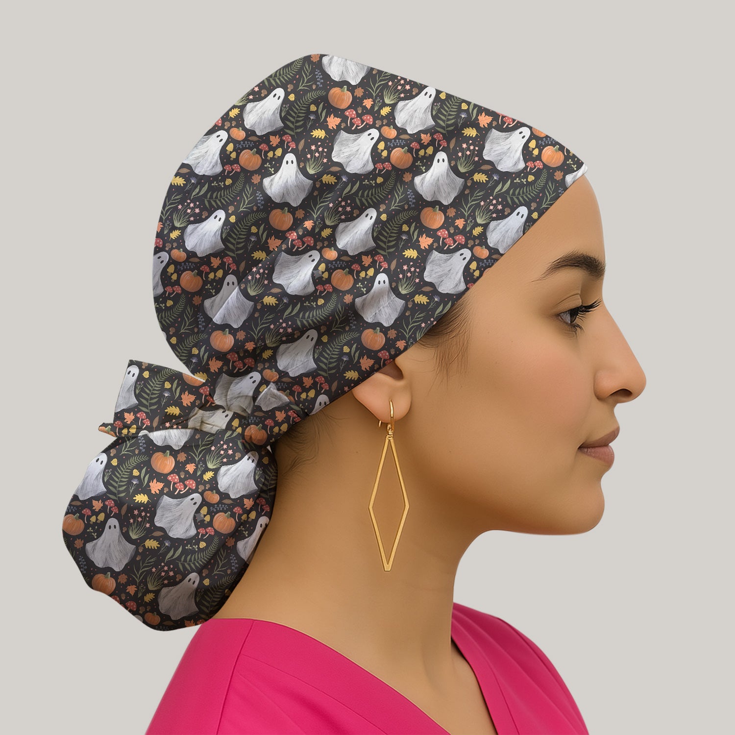 Pumpkin Woodland Pattern Scrub Cap, Surgical Caps for Doctors