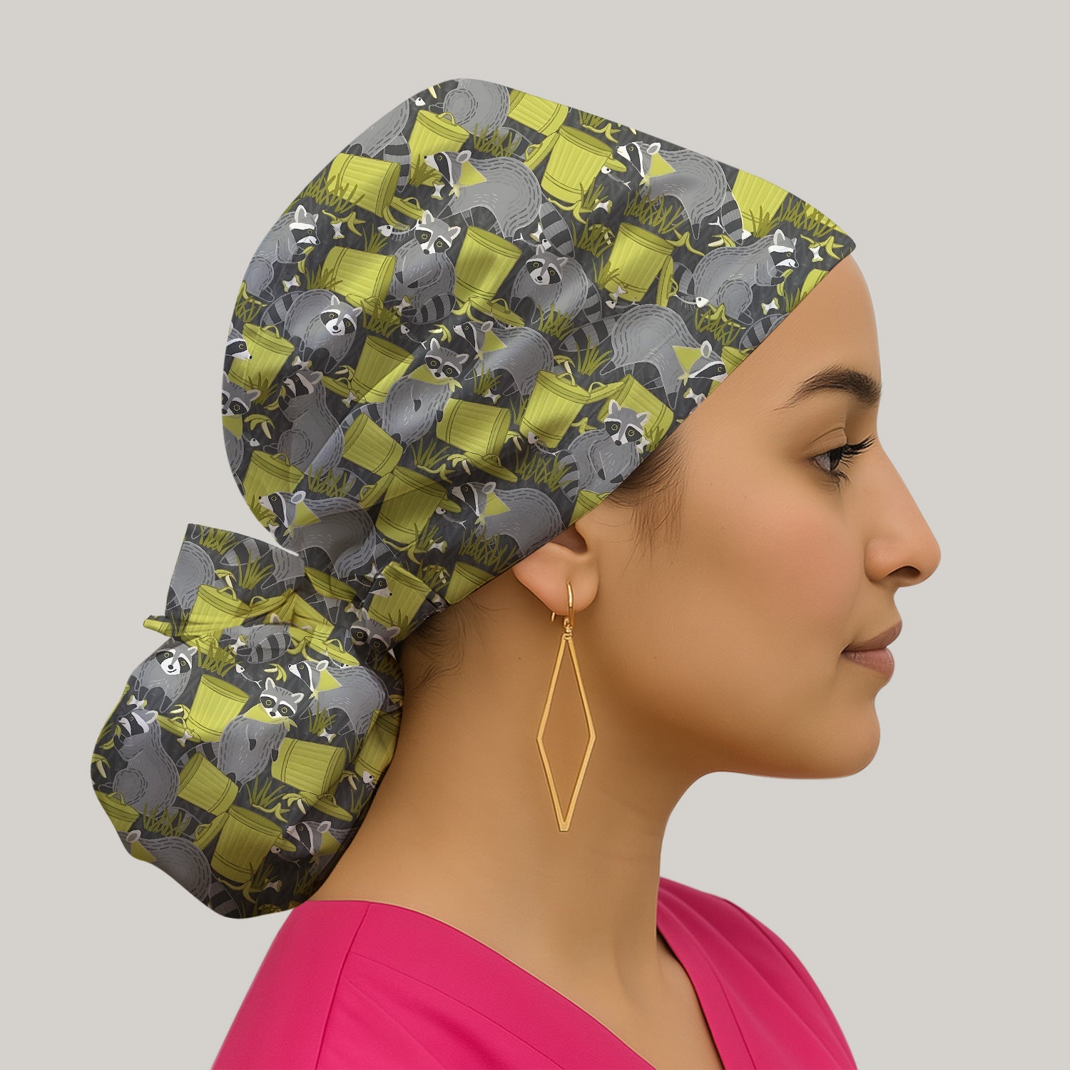 Cute Raccoon Trash Panda Pattern Scrub Cap, Surgical Caps for Doctors