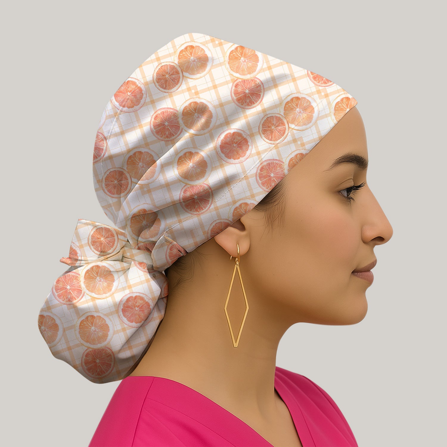 Fresh Grapefruit Slice Summer Fruit Pattern Caps, Bouffant Scrub Caps for Women