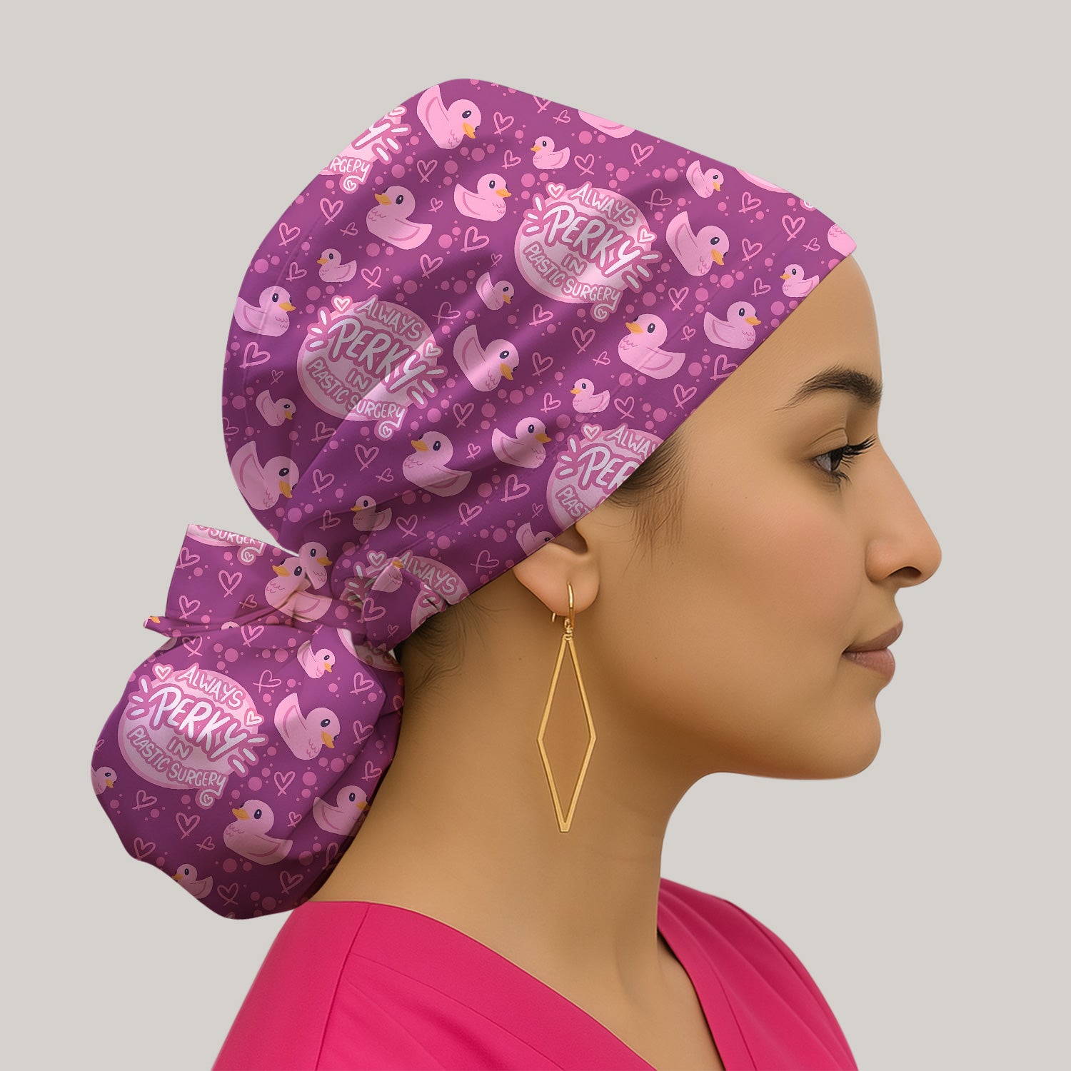 Always Perky Plastic Surgery Duck Pattern Surgical Cap, Breathable Fabrics Caps Uniform