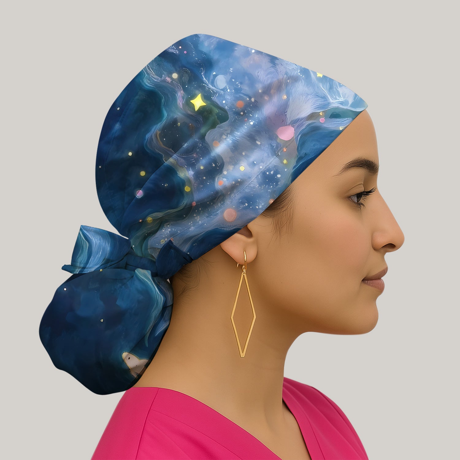 Marine Life Shark Pattern Surgical Cap, Breathable Fabrics Caps Uniform
