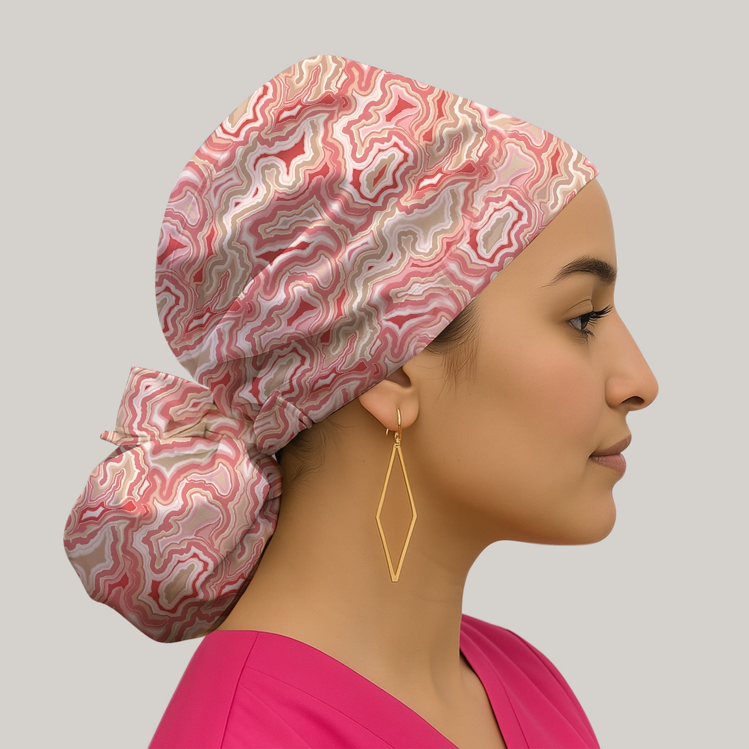 Pink Marble Swirl Abstract Pattern Scrub Cap, Surgical Caps for Doctors