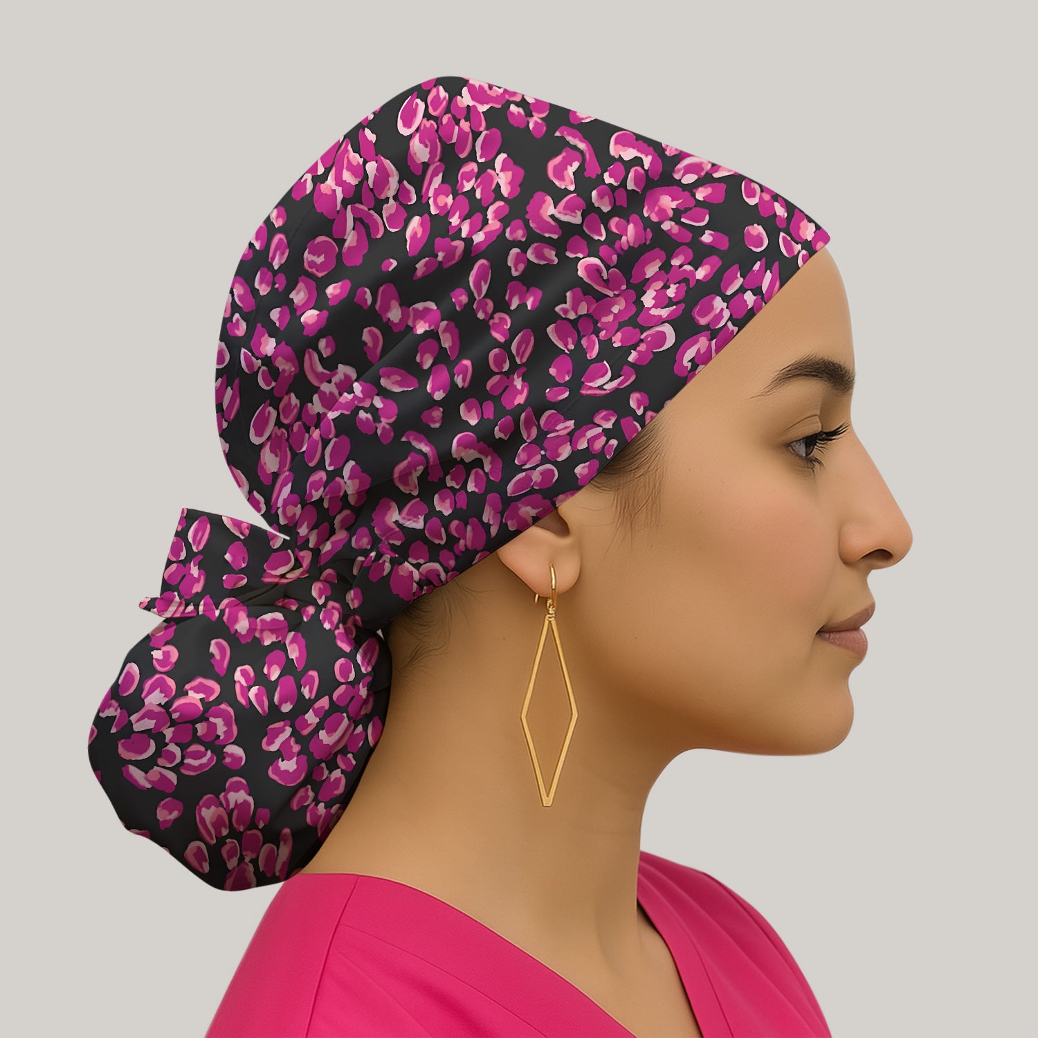Falling Pink Rose Petals All Over Print Cap, Bouffant Scrub Caps for Women