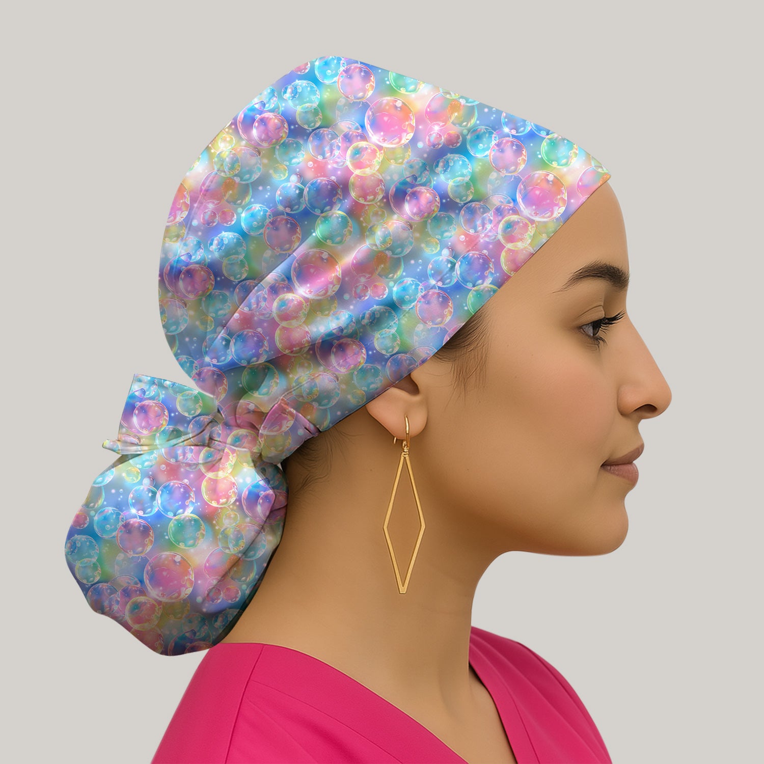Colorful Floating Soap Bubble Pattern Scrub Cap, Surgical Caps for Doctors