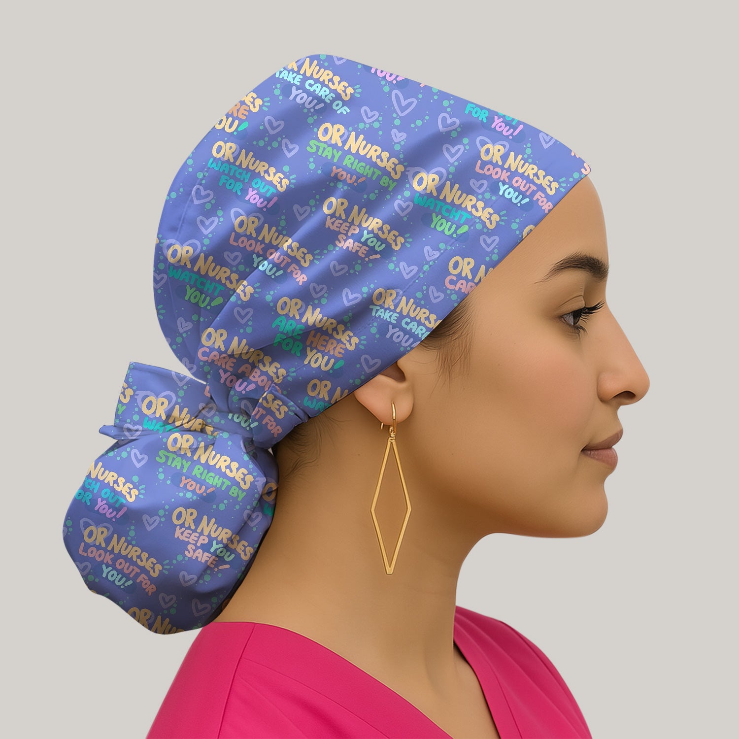 Inspirational Nurse Quote Care Message Pattern Scrub Cap, Surgical Caps for Doctors