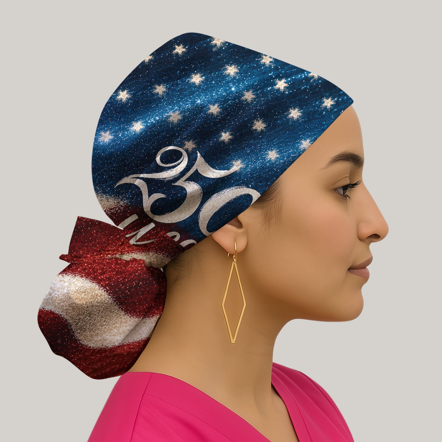 Festive American Flag 250 Years Pattern Scrub Cap, Surgical Caps for Doctors