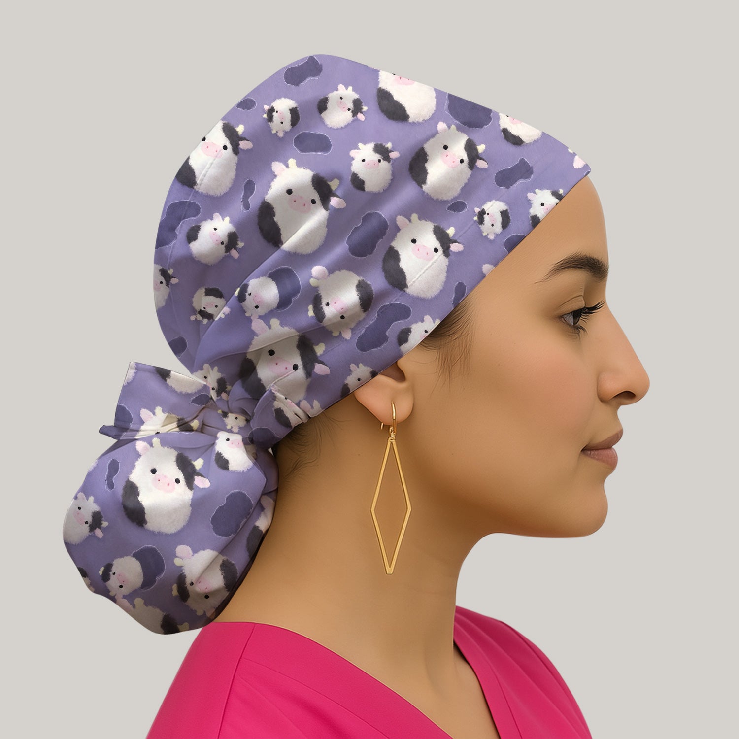 Cute Cartoon Pig Pattern Caps, Bouffant Scrub Caps for Women