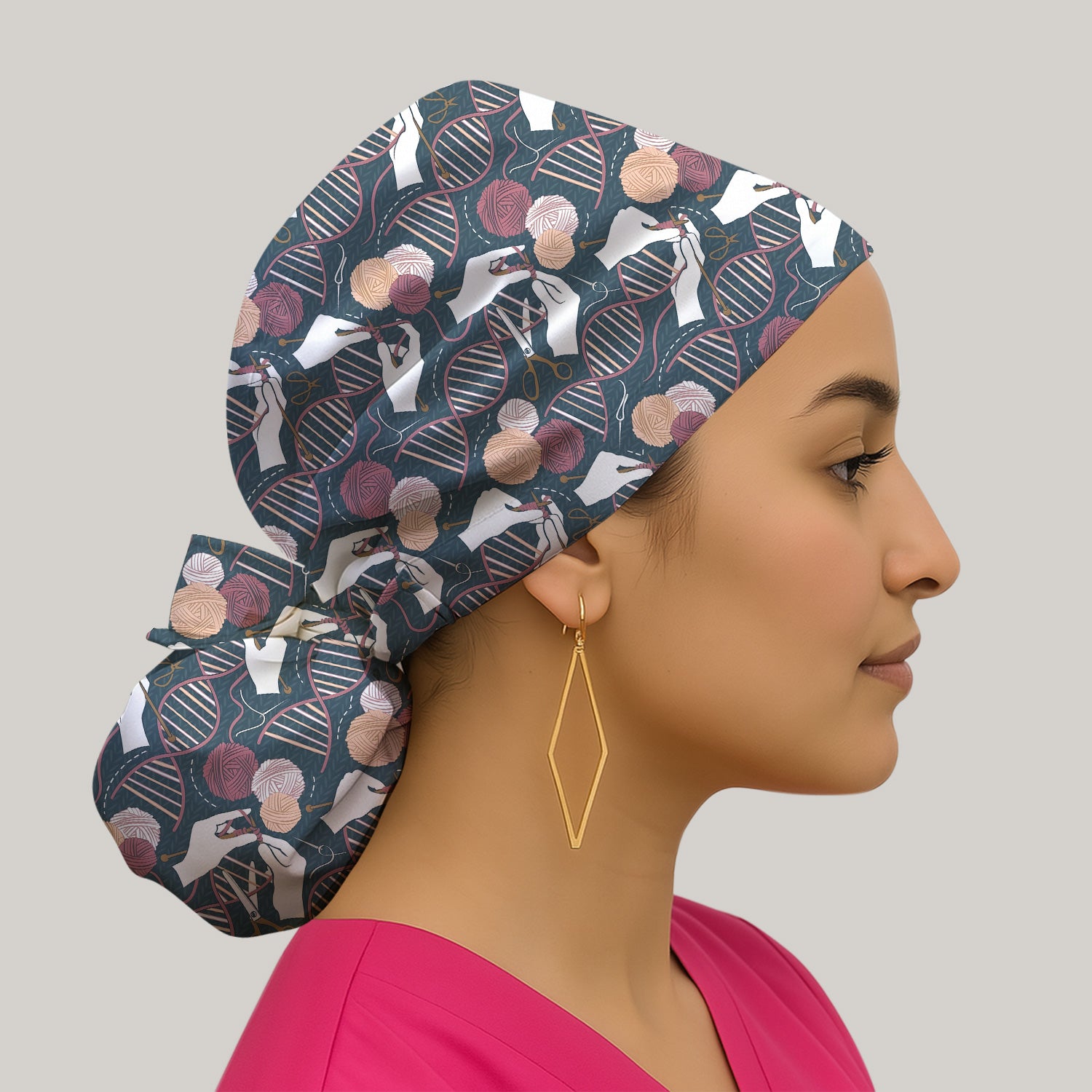 DNA Helix Yarn Pattern Scrub Cap, Surgical Caps for Doctors