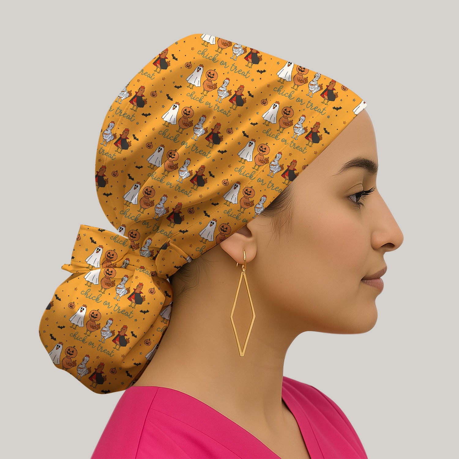 Funny Chick Or Treat Season Scrub Cap, Surgical Caps for Doctors