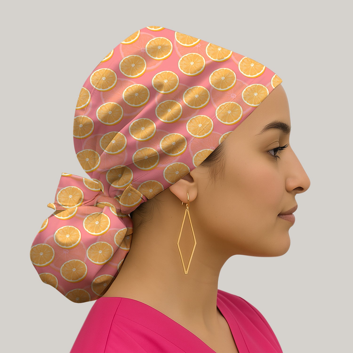 Fresh Orange Slice Pattern Scrub Cap, Breathable Fabrics Caps Uniform