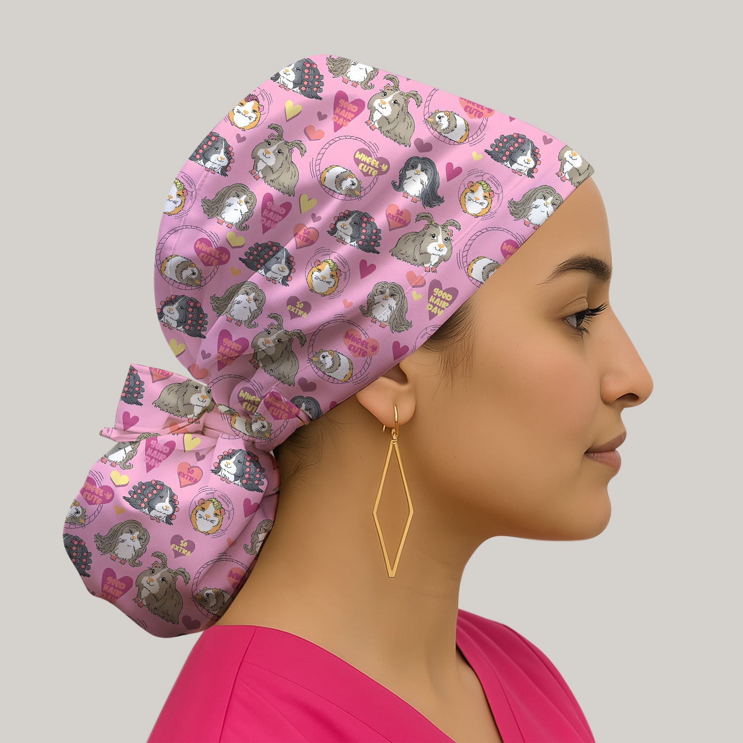 Cute Guinea Pig Heart Pattern Scrub Cap, Surgical Caps for Doctors