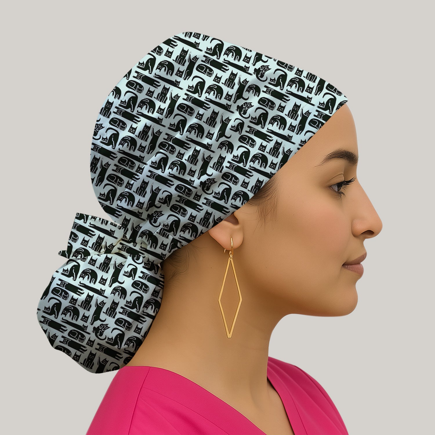 Cute Funny Cat Poses Print Scrub Caps, Surgical Caps for Doctors