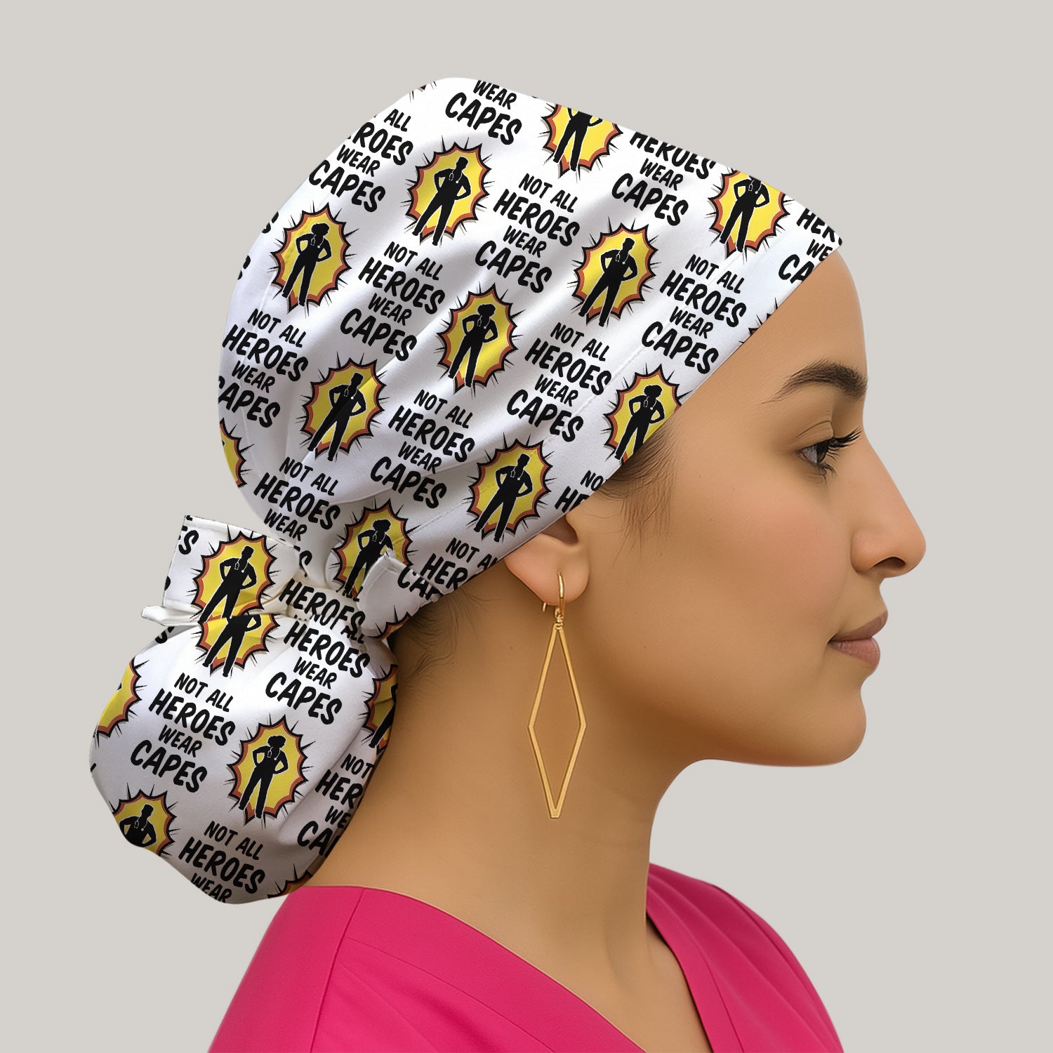 Not All Heroes Wear Capes Nurse Pattern Scrub Cap, Surgical Caps for Doctors