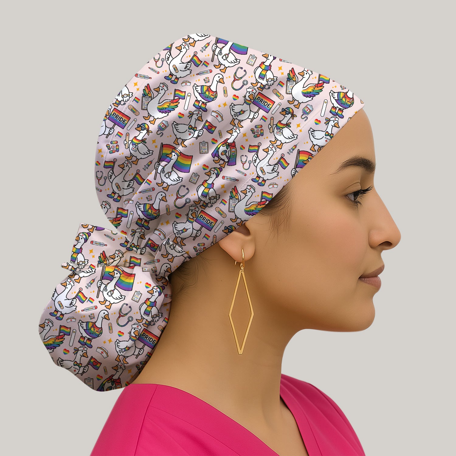 LGBT Pride Nurse Duck Pattern Scrub Cap, Surgical Caps for Doctors