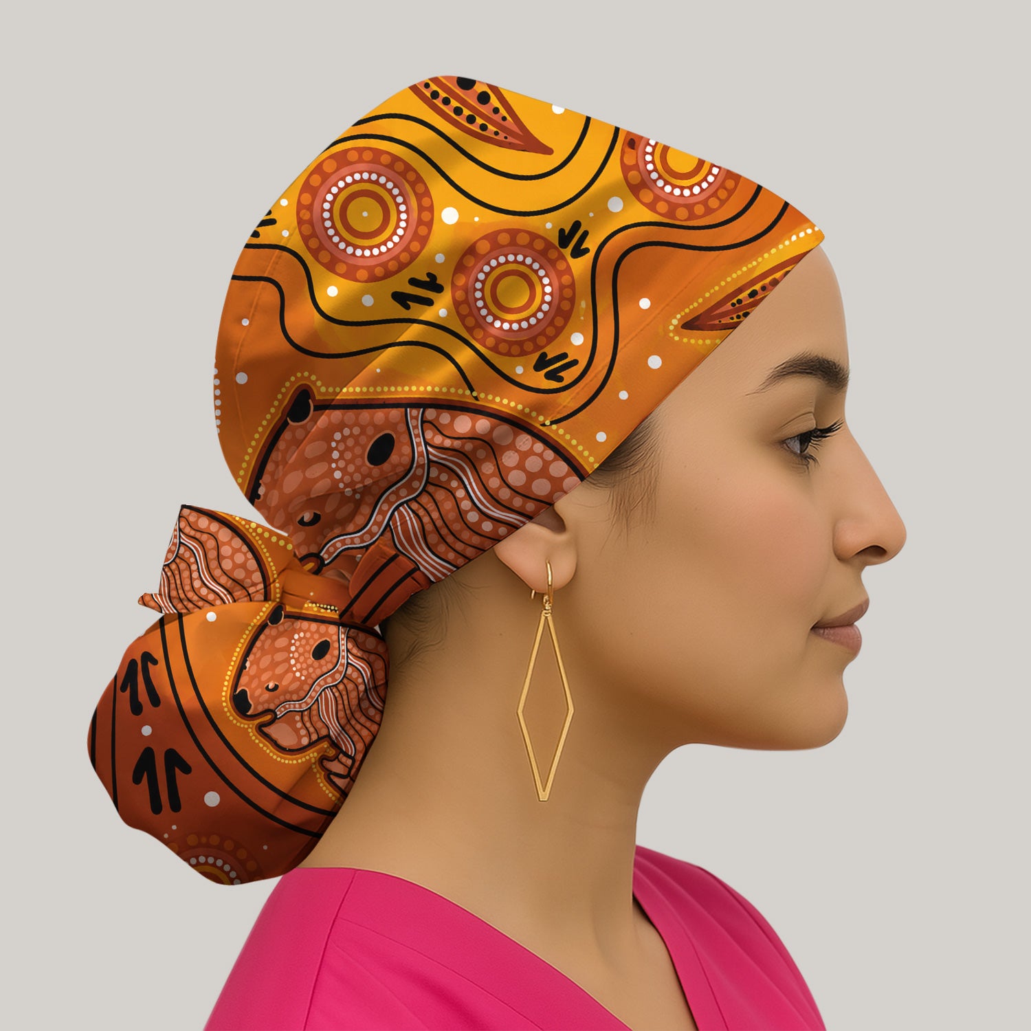 Australian Aboriginal Wombat Family Art Pattern Scrub Cap, Surgical Caps for Doctors